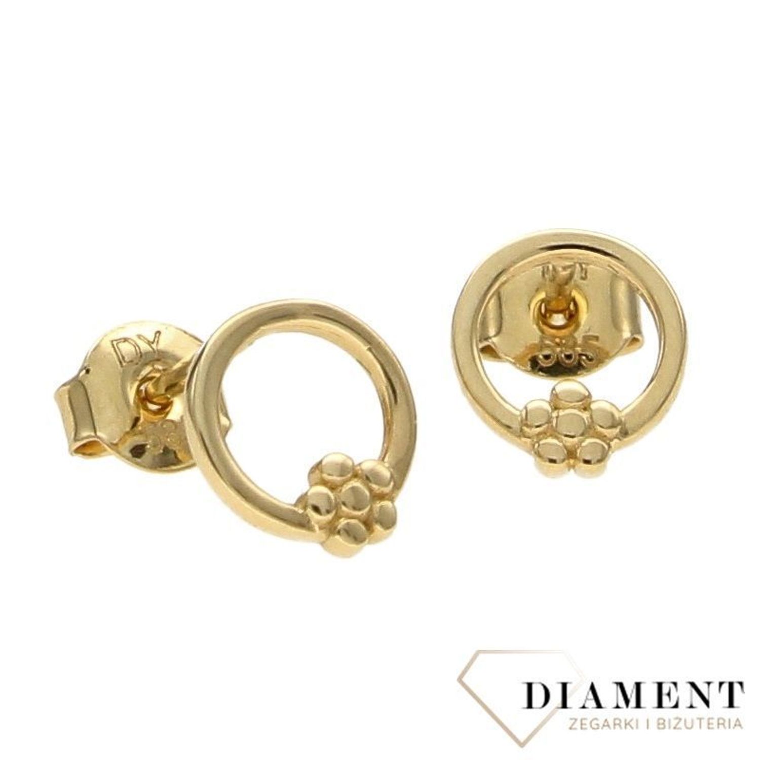 Złote kolczyki dla dziewczynki 585 koło z kwiatkiem DIA-KLC-0420-585.jpg
