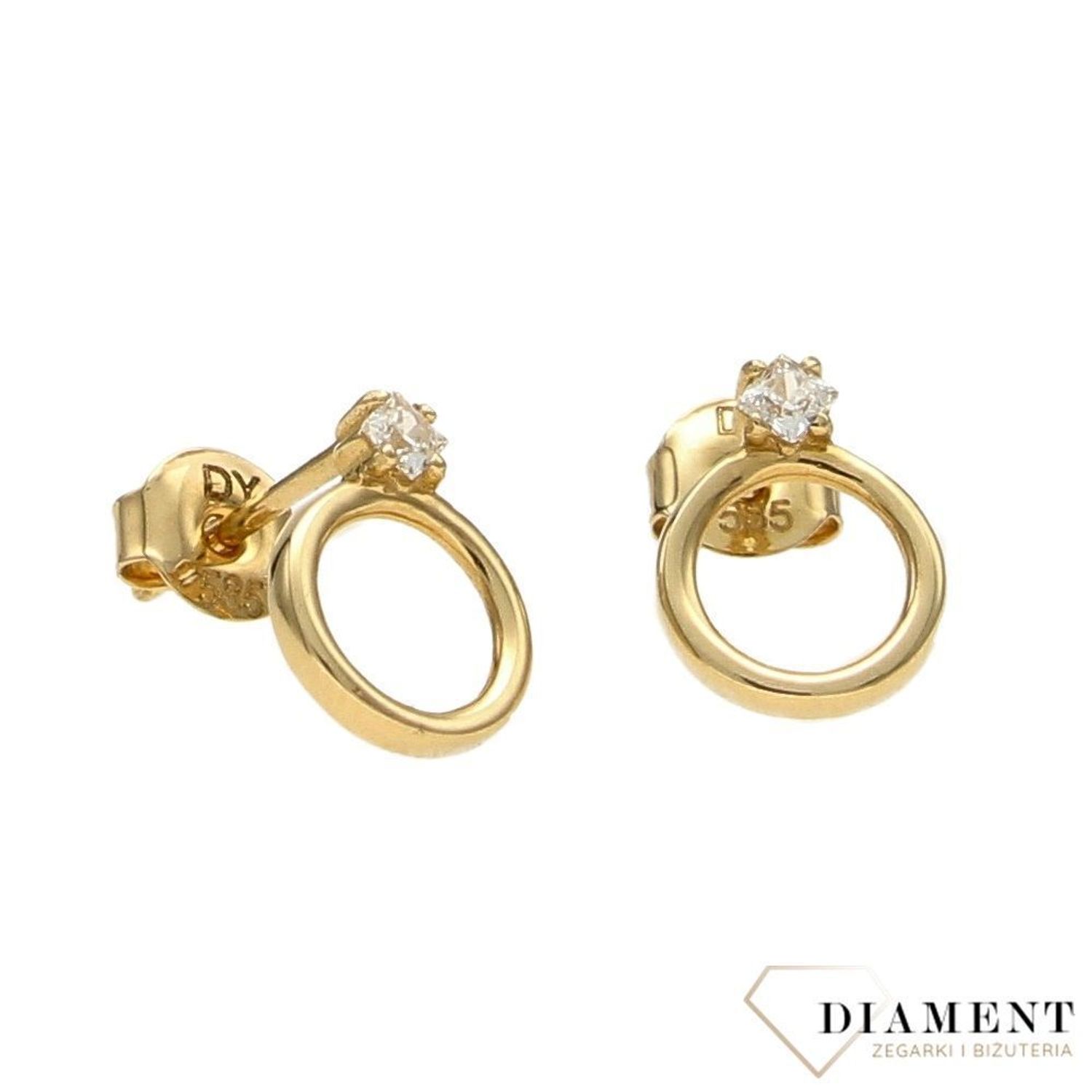 Złote kolczyki 585 koło z cyrkonią DIA-KLC-0421-585.jpg