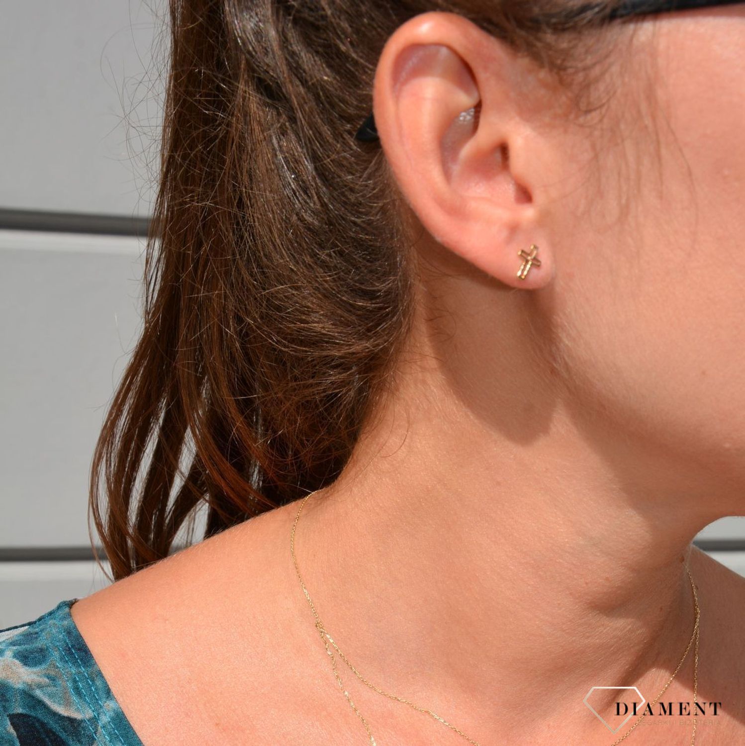 Złote kolczyki 585 kontur krzyże DIA-KLC-0425-585.jpg