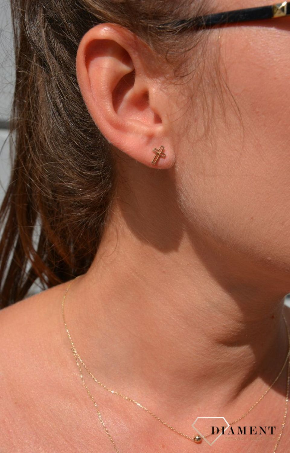 Złote kolczyki 585 kontur krzyże DIA-KLC-0425-585.jpg