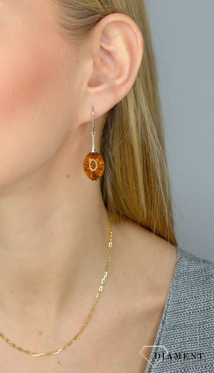 Srebrne kolczyki bursztyn kulki DIA-KLC-0589-925.jpg