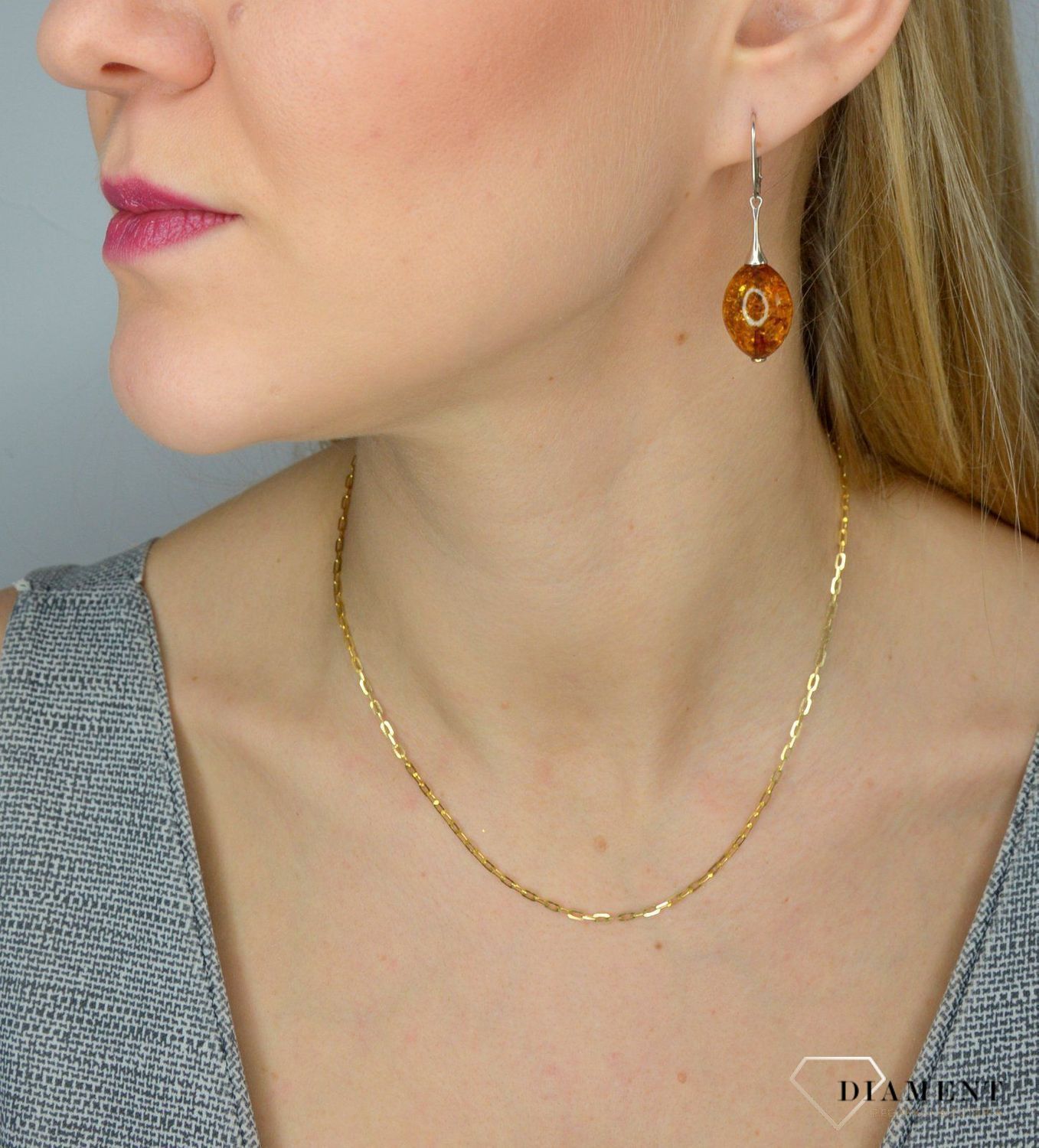 Srebrne kolczyki bursztyn kulki DIA-KLC-0589-925.jpg