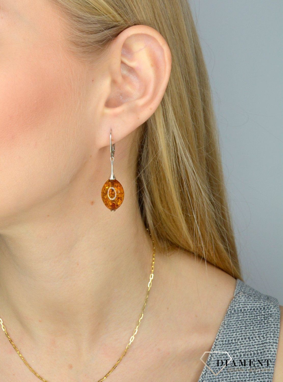 Srebrne kolczyki bursztyn kulki DIA-KLC-0589-925.jpg