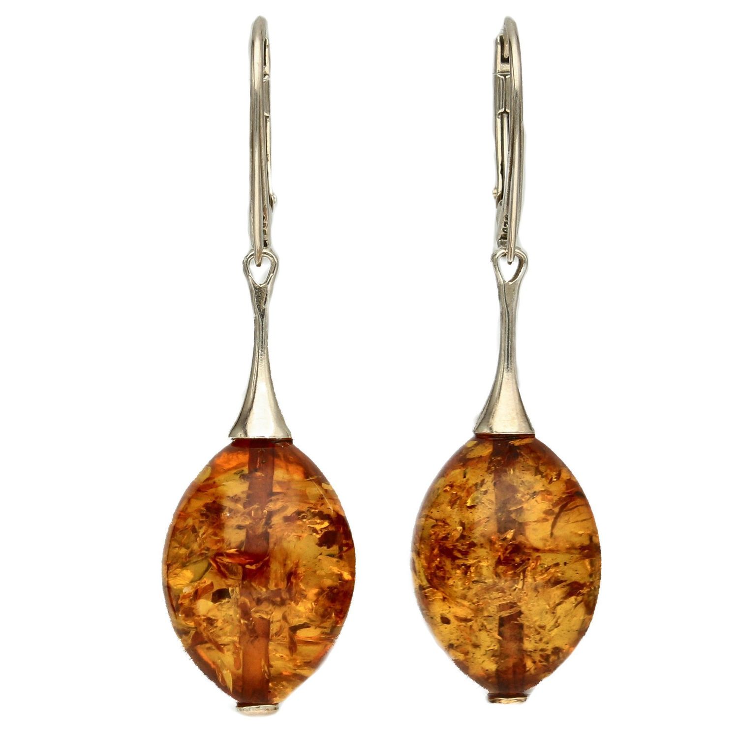 Srebrne kolczyki bursztyn kulki DIA-KLC-0589-925.jpg