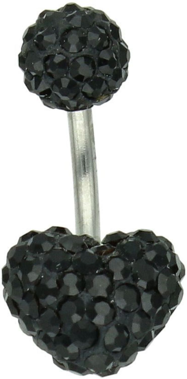 Kolczyk do pępka serduszko wysadzane czarnymi cyrkoniami próba 925, DIA-KLC-0625-925 Dodaj swojej stylizacji odrobiny zmysłowości i wyrazistego blasku – kolczyk do pępka w kształcie serca1.jpg