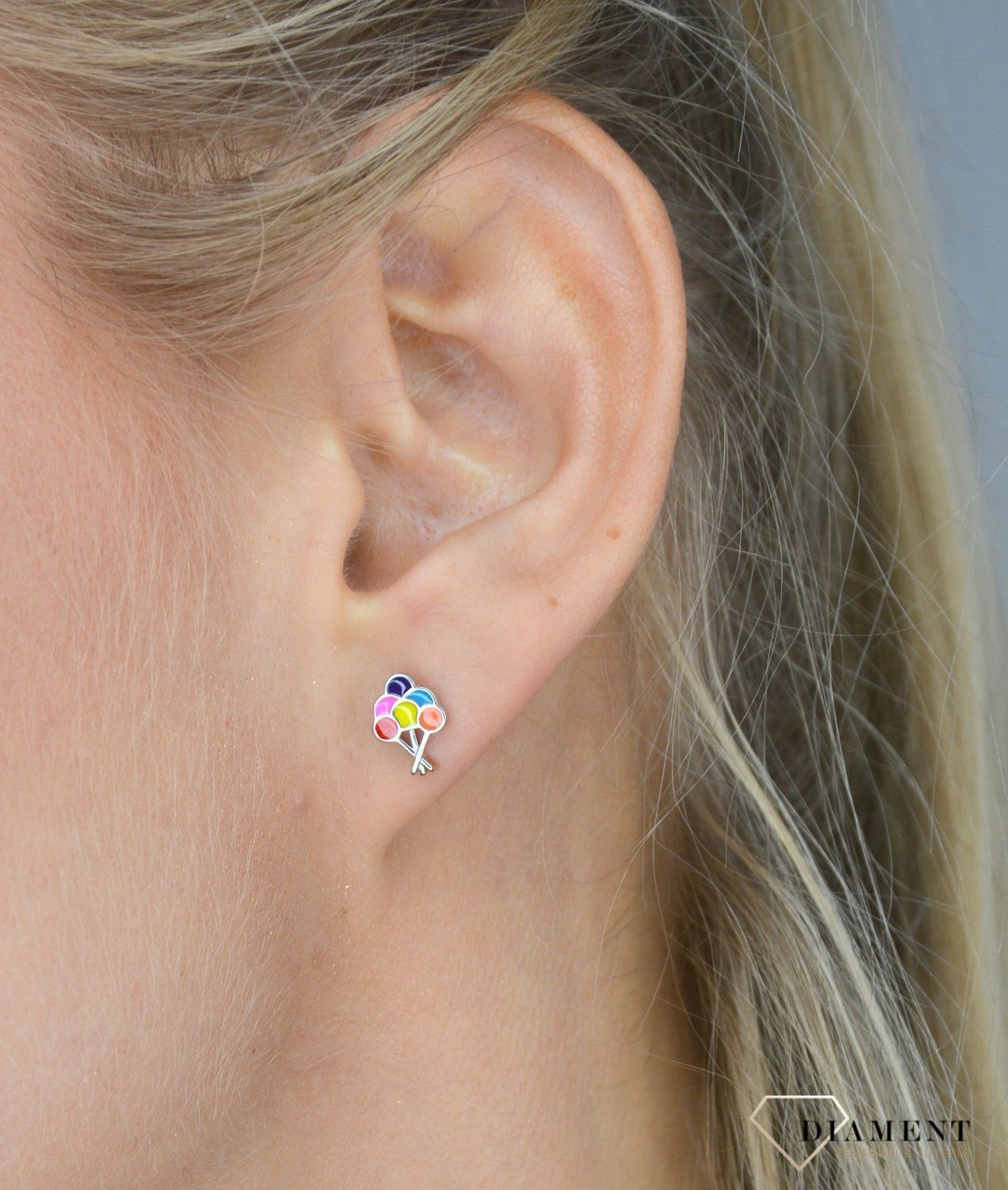 Srebrne kolczyki dla dziewczynki 'kolorowe balony'.jpg