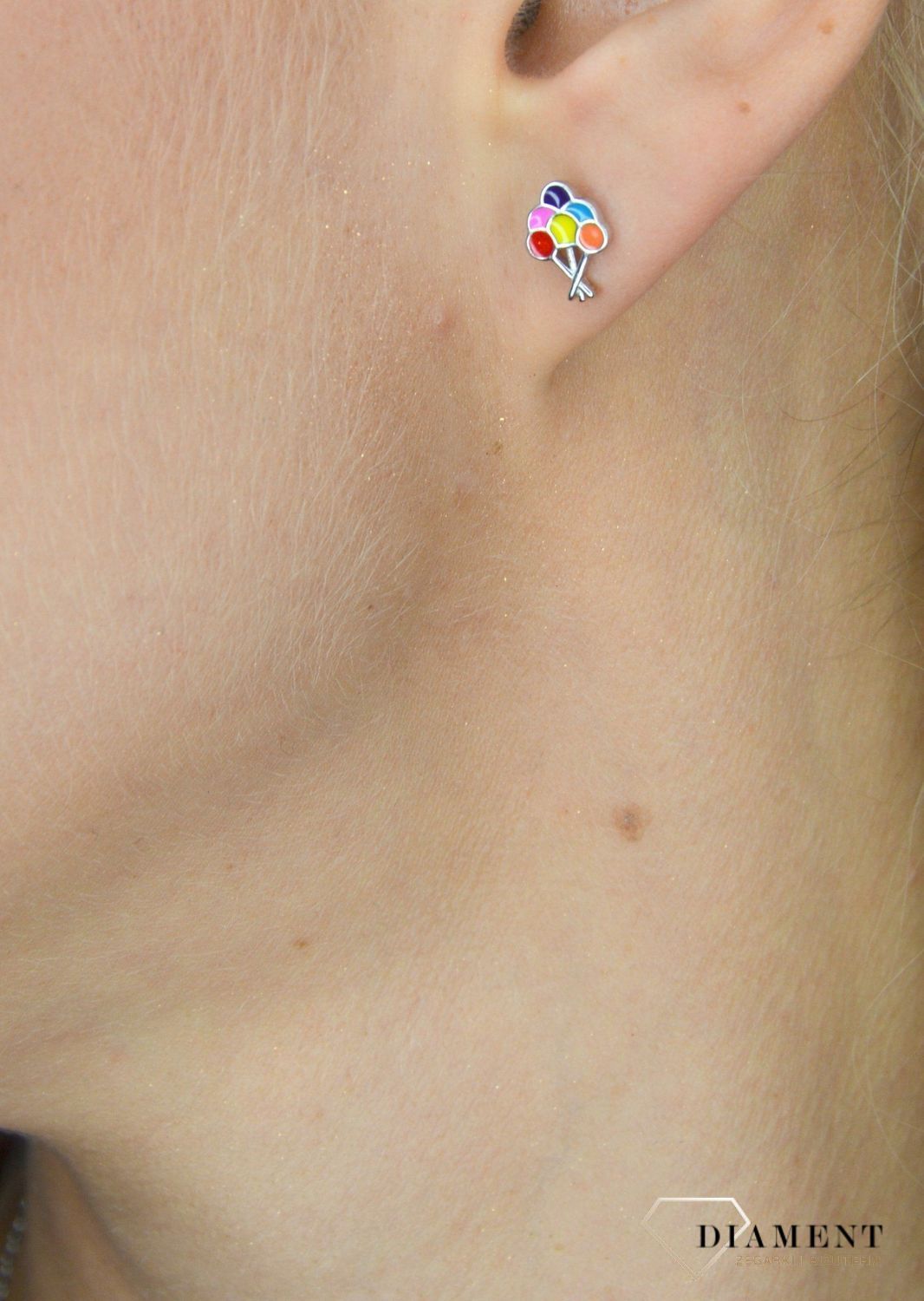 Srebrne kolczyki dla dziewczynki 'kolorowe balony'.jpg