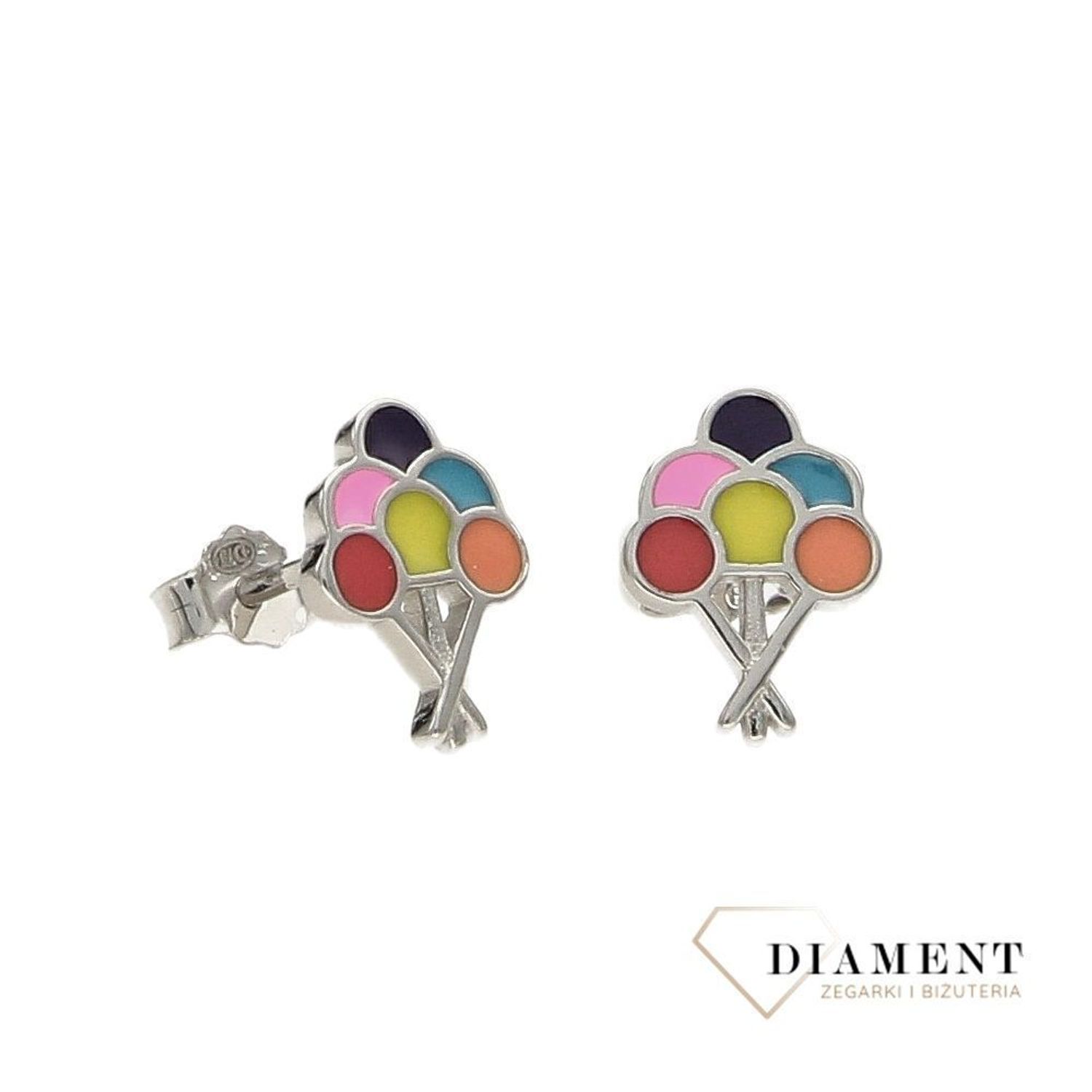 Srebrne kolczyki dla dziewczynki 'kolorowe balony'.jpg