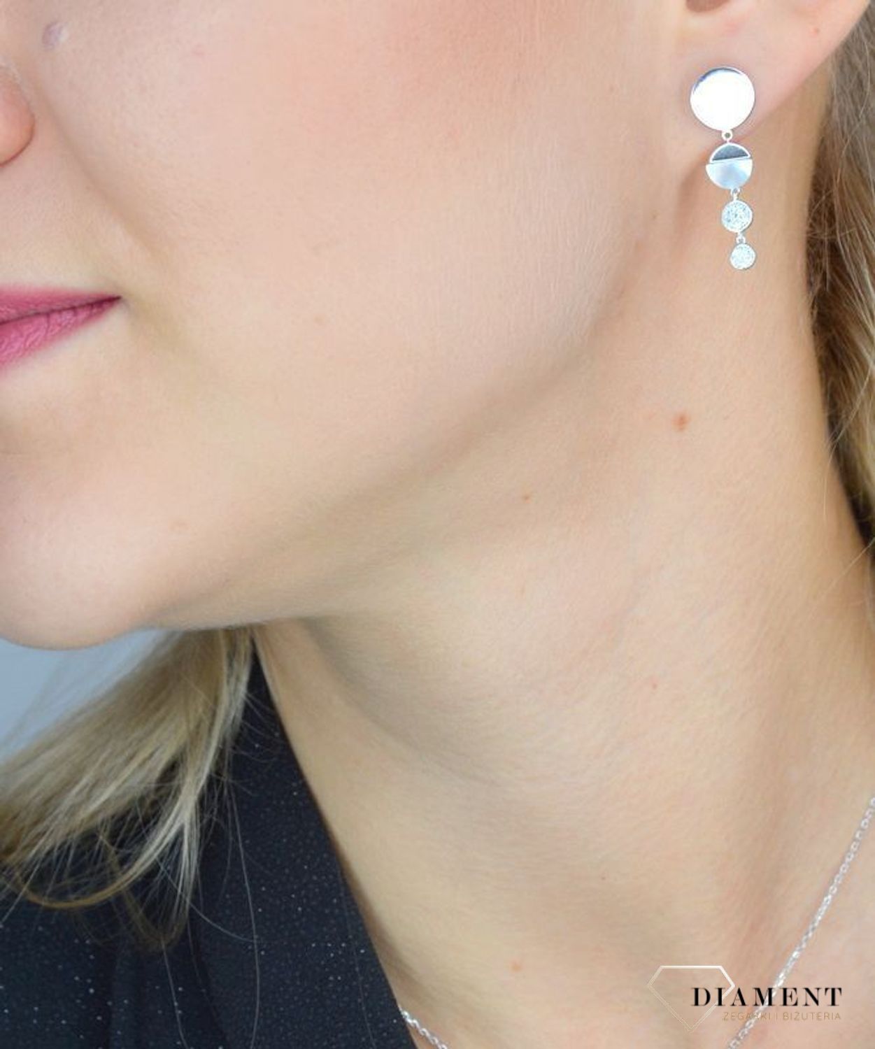 Kolczyki srebrne wiszące z masą perłową i cyrkoniami  DIA-KLC-0748-925.jpg