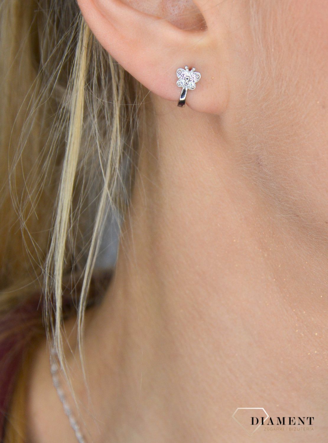 Kolczyki srebrne dla dziewczynki 'różowe motylki'.jpg