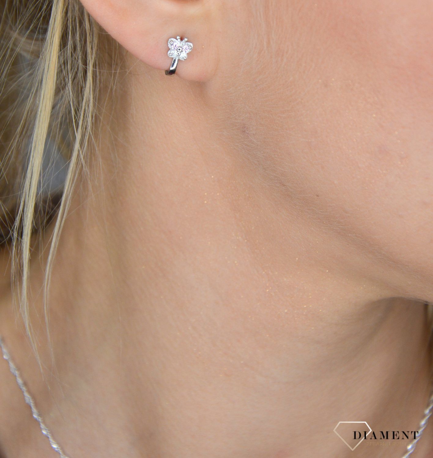 Kolczyki srebrne dla dziewczynki 'różowe motylki'.jpg