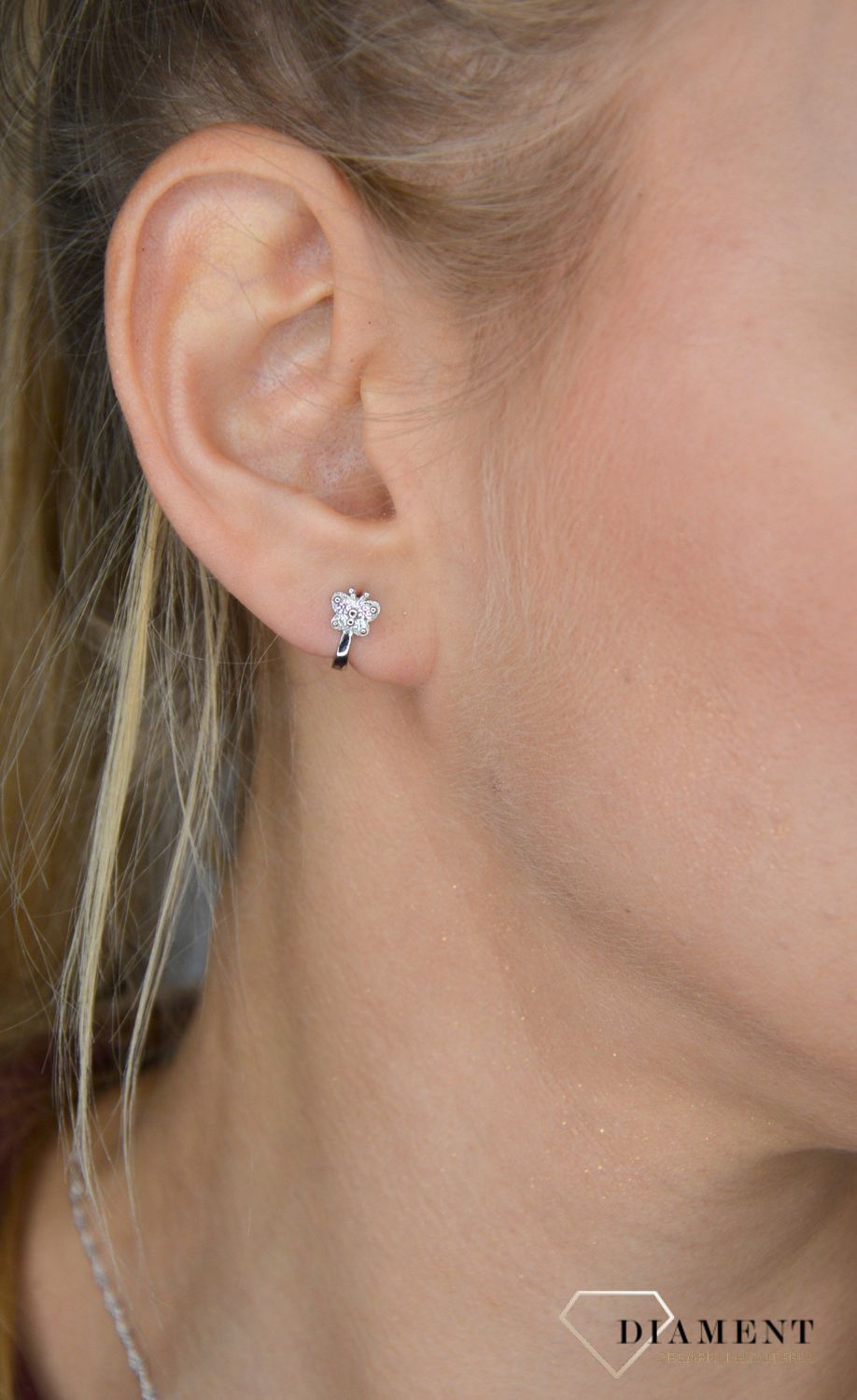 Kolczyki srebrne dla dziewczynki 'różowe motylki'.jpg