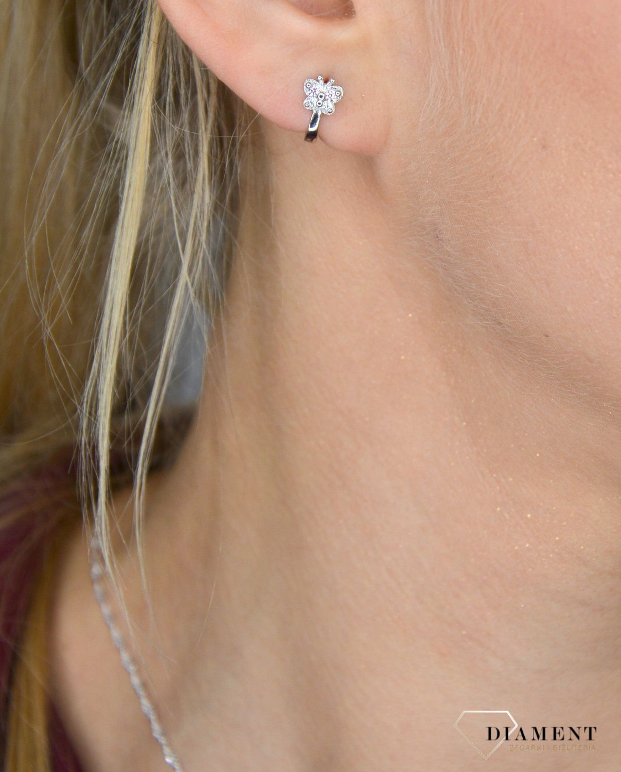 Kolczyki srebrne dla dziewczynki 'różowe motylki'.jpg