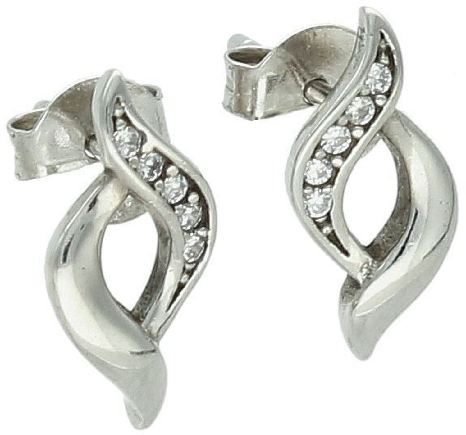 Kolczyki srebrne próba 925 zdobione cyrkoniami, DIA-KLC-0796-925 Srebrne kolczyki o wyjątkowo subtelnym designie to idealna propozycja dla kobiet, które kochają klasykę z 1.jpg