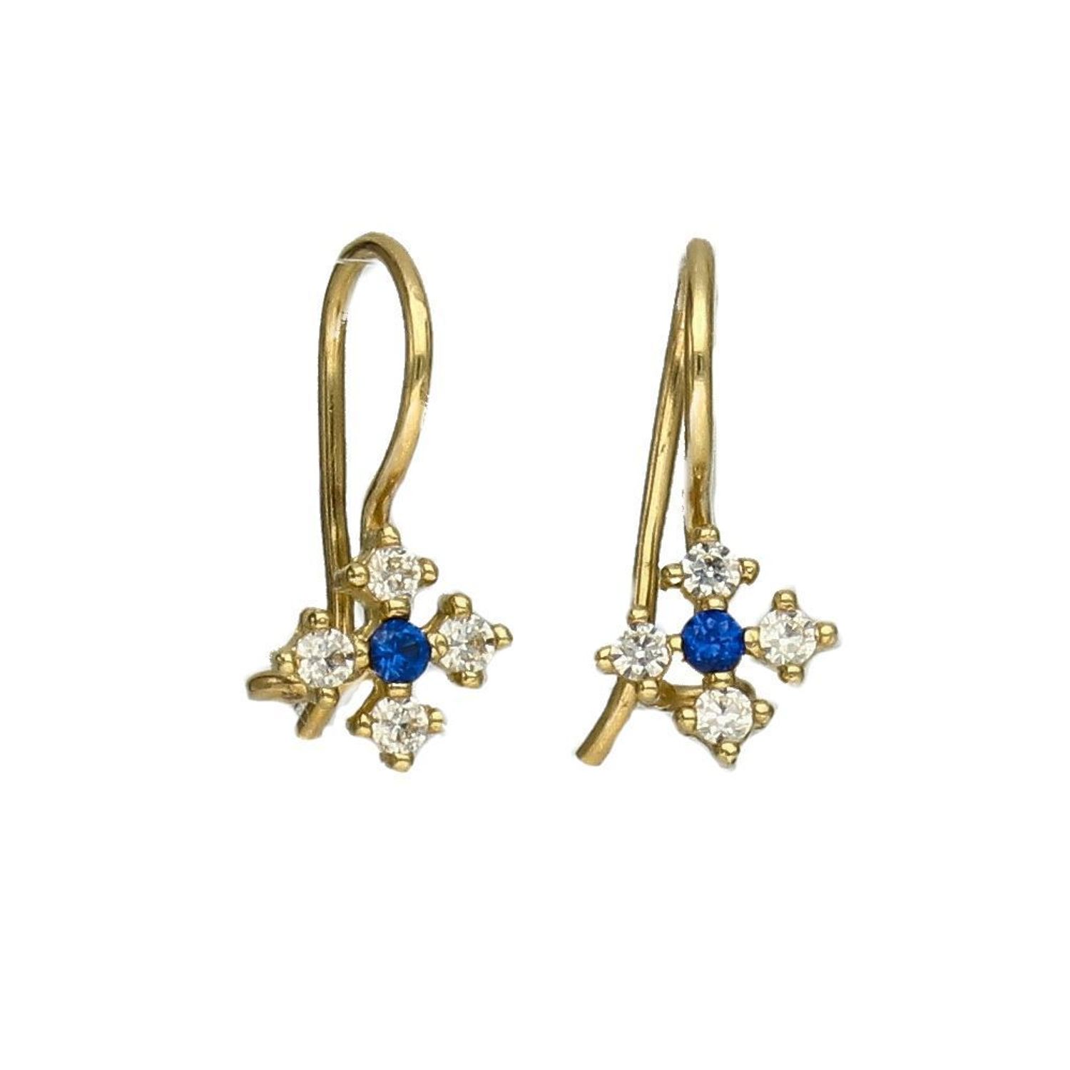 Złote kolczyki wiszące dla dziewczynki 585 Kwiatki DIA-KLC-0993K-585.jpg