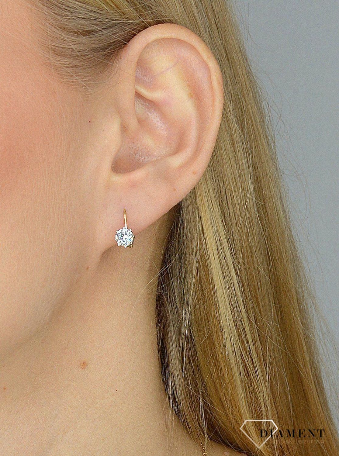 Złote kolczyki 585 cyrkonia w złotej koronie DIA-KLC-0995K-585.jpg