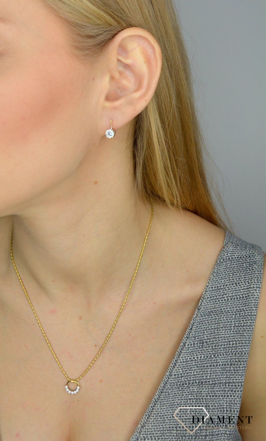 Złote kolczyki 585 cyrkonia w złotej koronie DIA-KLC-0995K-585.jpg