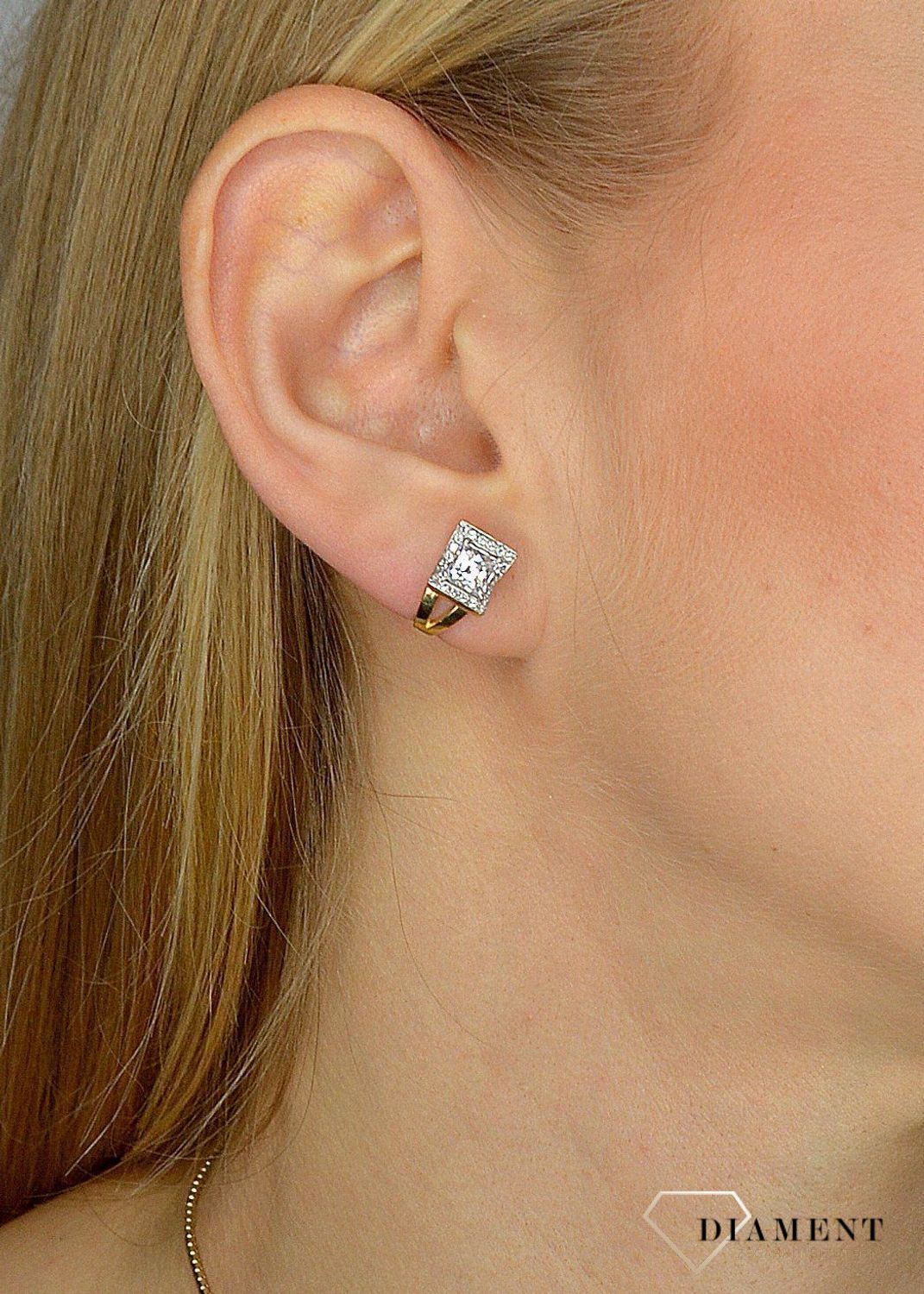 Złote kolczyki 585 kwadrat z cyrkonią DIA-KLC-0996K-585.jpg