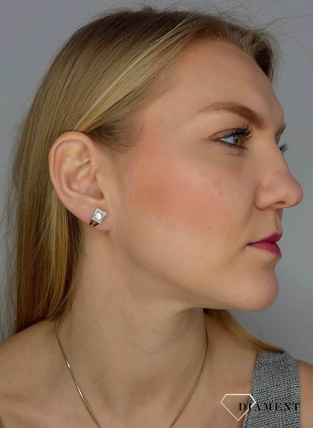 Złote kolczyki 585 kwadrat z cyrkonią DIA-KLC-0996K-585.jpg