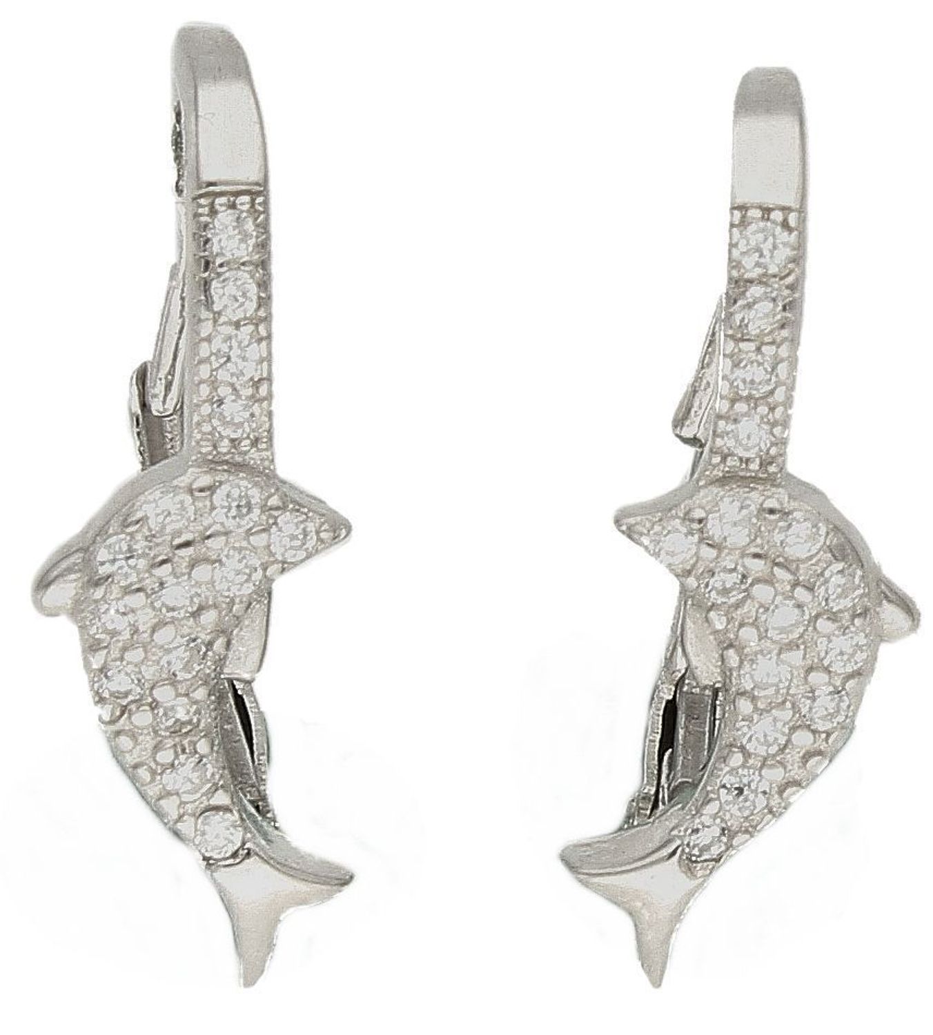 Srebrne kolczyki damskie delfinki w cyrkoniach DIA-KLC-10006-925. Kolczyki srebrne z cyrkoniami o wzorze delfinka. Kolczyki srebrne z wygodnym zapięciem na bigiel. Kolczyki wykonane z najwyższej jakości srebra próby 925. Kolcz.jpg