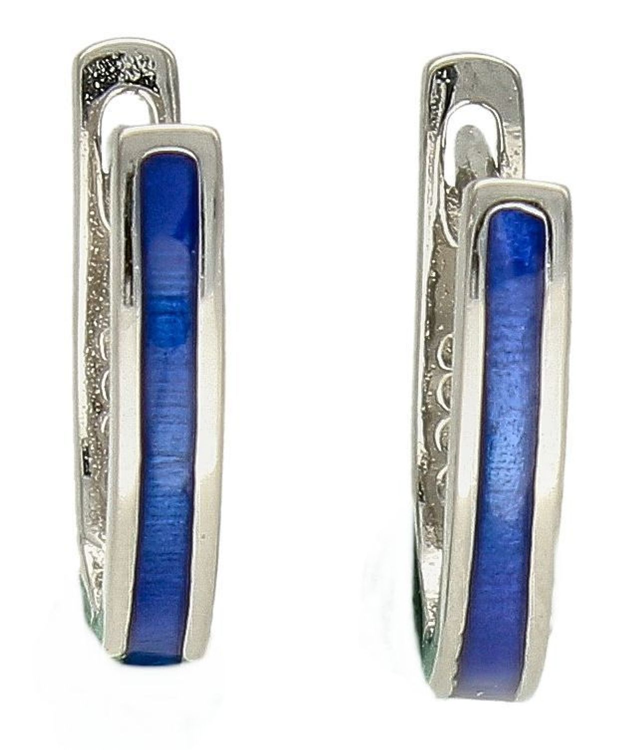 Srebrne kolczyki z niebieską emalią DIA-KLC-10011-925. Kolczyki srebrne z wygodnym zapięciem angielskim. Kolczyki wykonane z najwyższej jakości srebra próby 925. Kolczyki srebrne to świetny pomysł na prezent..jpg