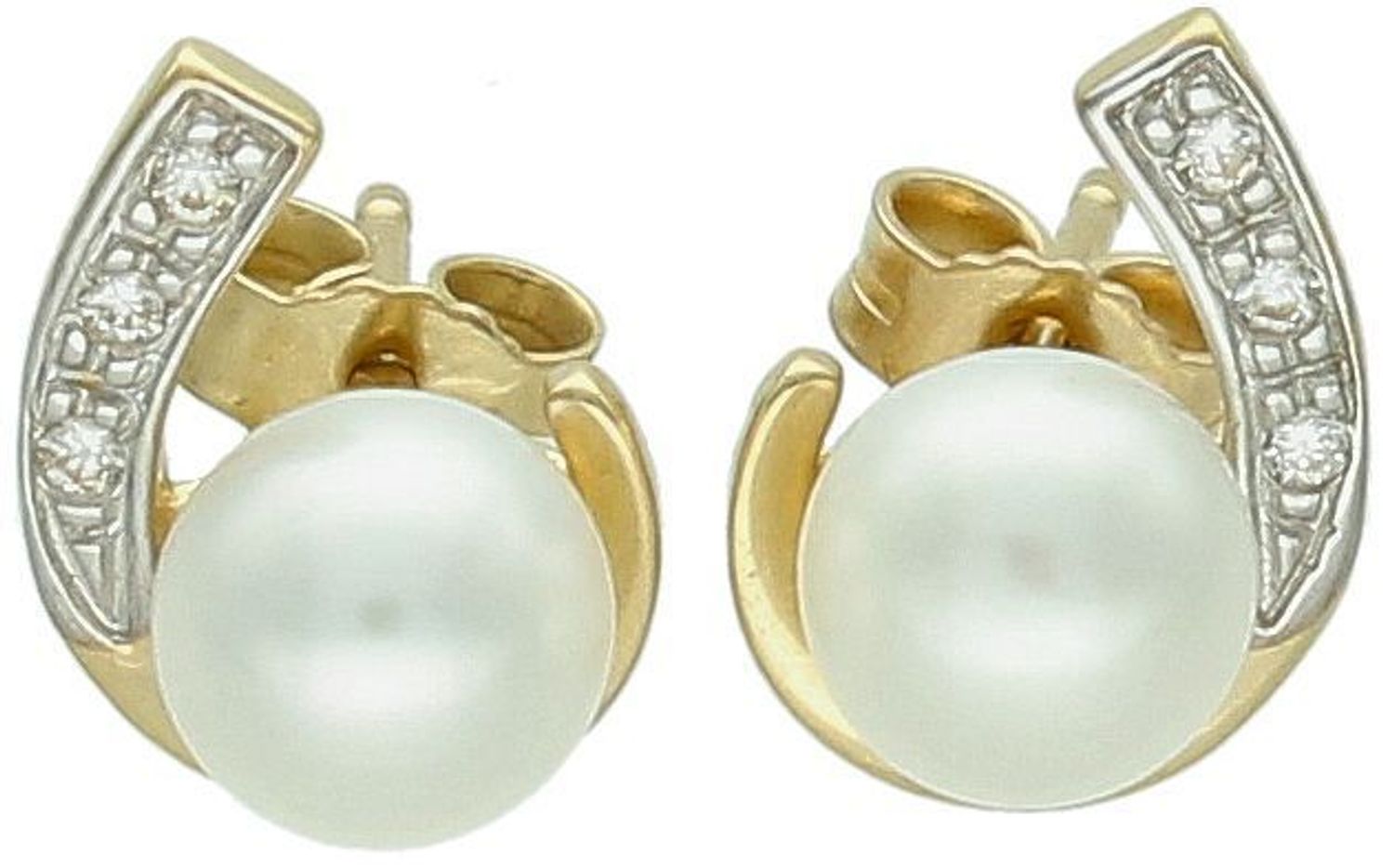 Złote kolczyki Apart perły i cyrkonie wkrętki pr 585 DIA-KLC-1001K-585 Złote kolczyki z perłami. Delikatna złota biżuteria. Kolczyki złote. Prezent dla kobiety. 22.jpg