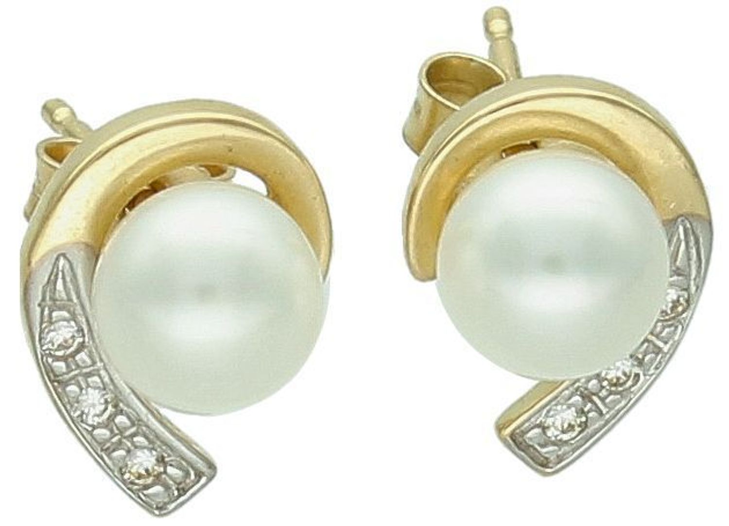 Złote kolczyki Apart perły i cyrkonie wkrętki pr 585 DIA-KLC-1001K-585 Złote kolczyki z perłami. Delikatna złota biżuteria. Kolczyki złote. Prezent dla kobiety. 22.jpg