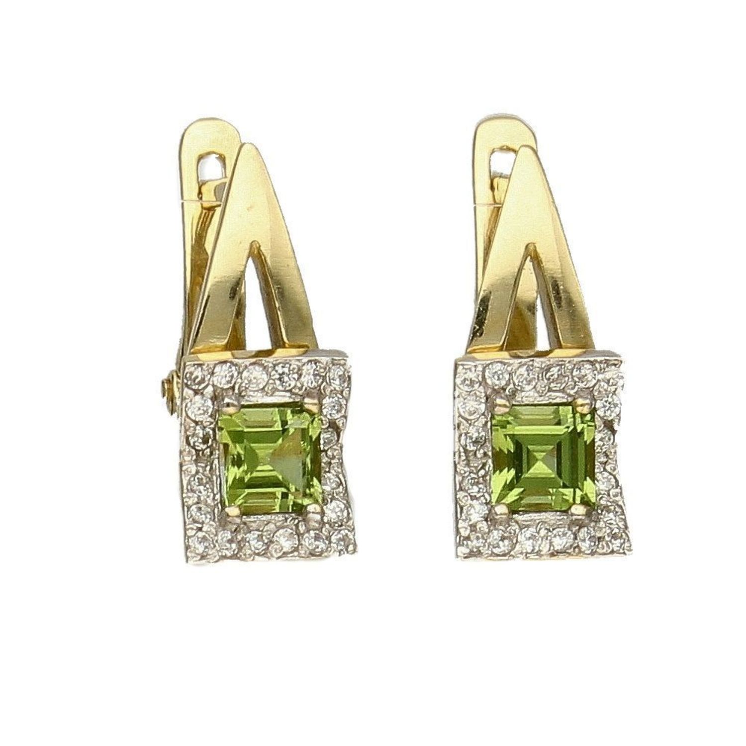 Złote kolczyki 585 z zieloną cyrkonią DIA-KLC-1002K-585.jpg