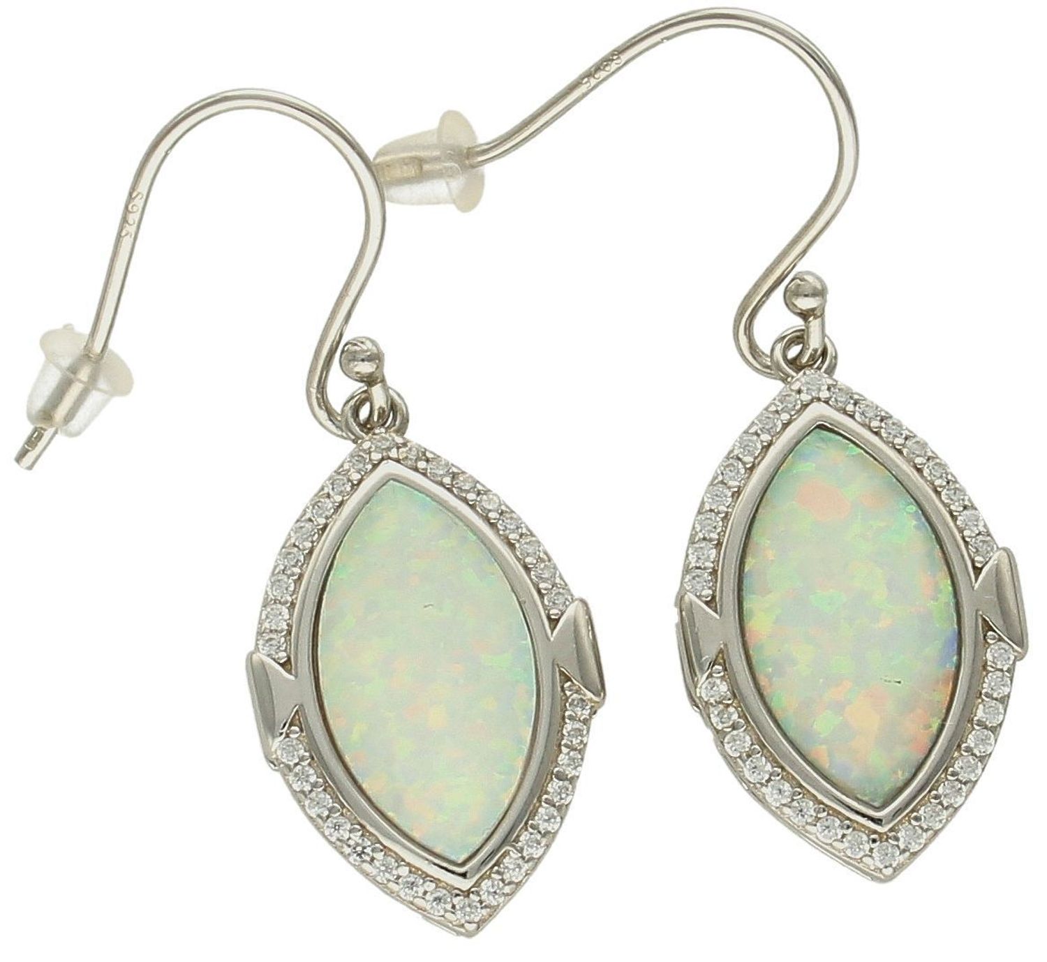 Srebrne kolczyki damskie 925 wiszące z białym opalem oraz cyrkonią DIA-KLC-10086-925. Srebrne kolczyki dla kobiety. Pomysł na prezent dla kobiety. Białe kolczyki. Kolorowe kolczyki na lato z opalem. Kolczyki opal..jpg