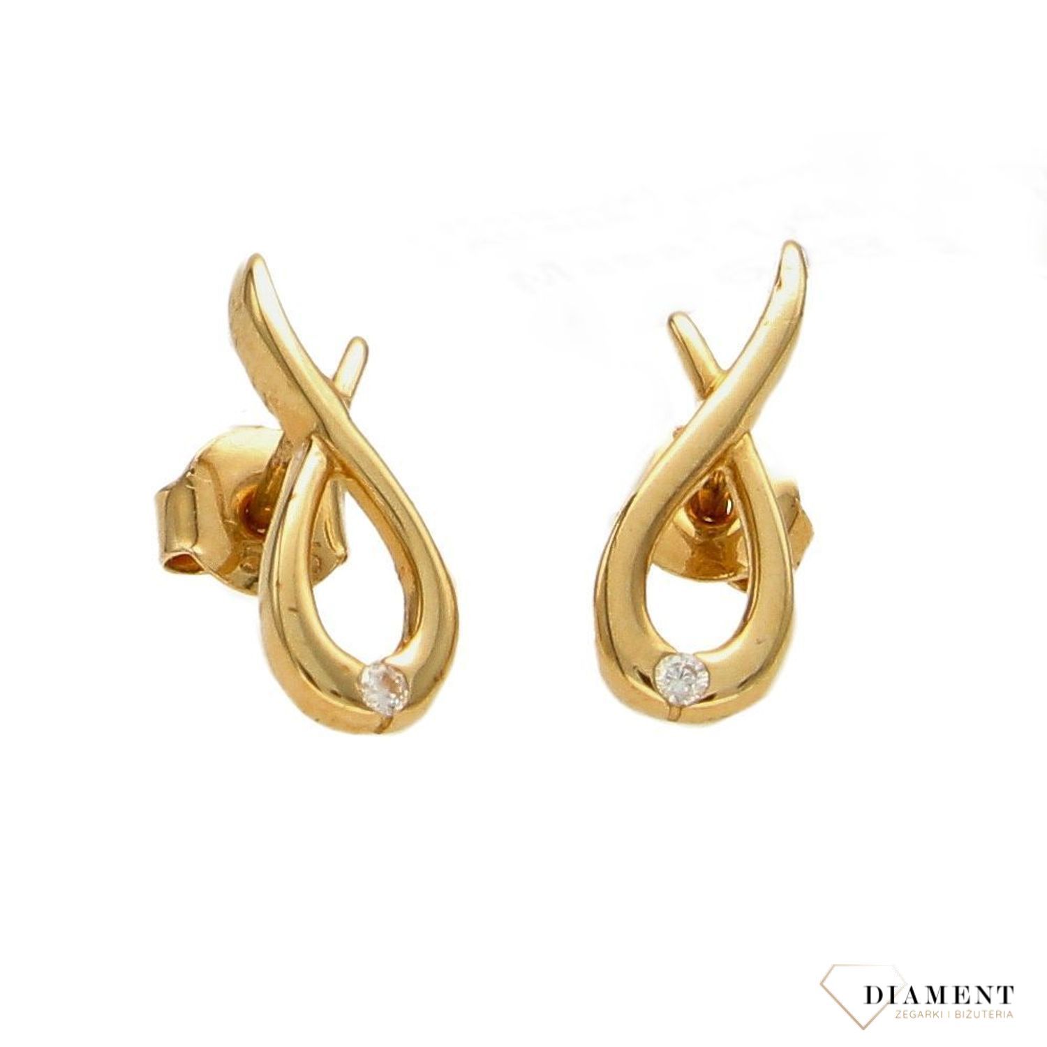 Złote kolczyki 585 ozdobione cyrkonią DIA-KLC-1009-585.jpg