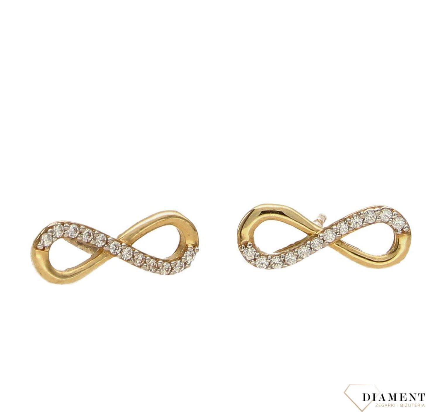 Złote kolczyki 585 znak nieskończoności z cyrkonią DIA-KLC-1010-585.jpg