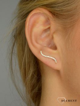 Złote kolczyki 585 cyrkonie nausznice DIA-KLC-1011-585 💎 Złote kolczyki typu nausznice 💎 Nausznice zostały wykonane z najwyższej jakości złota próby 585 💎 (2).JPG
