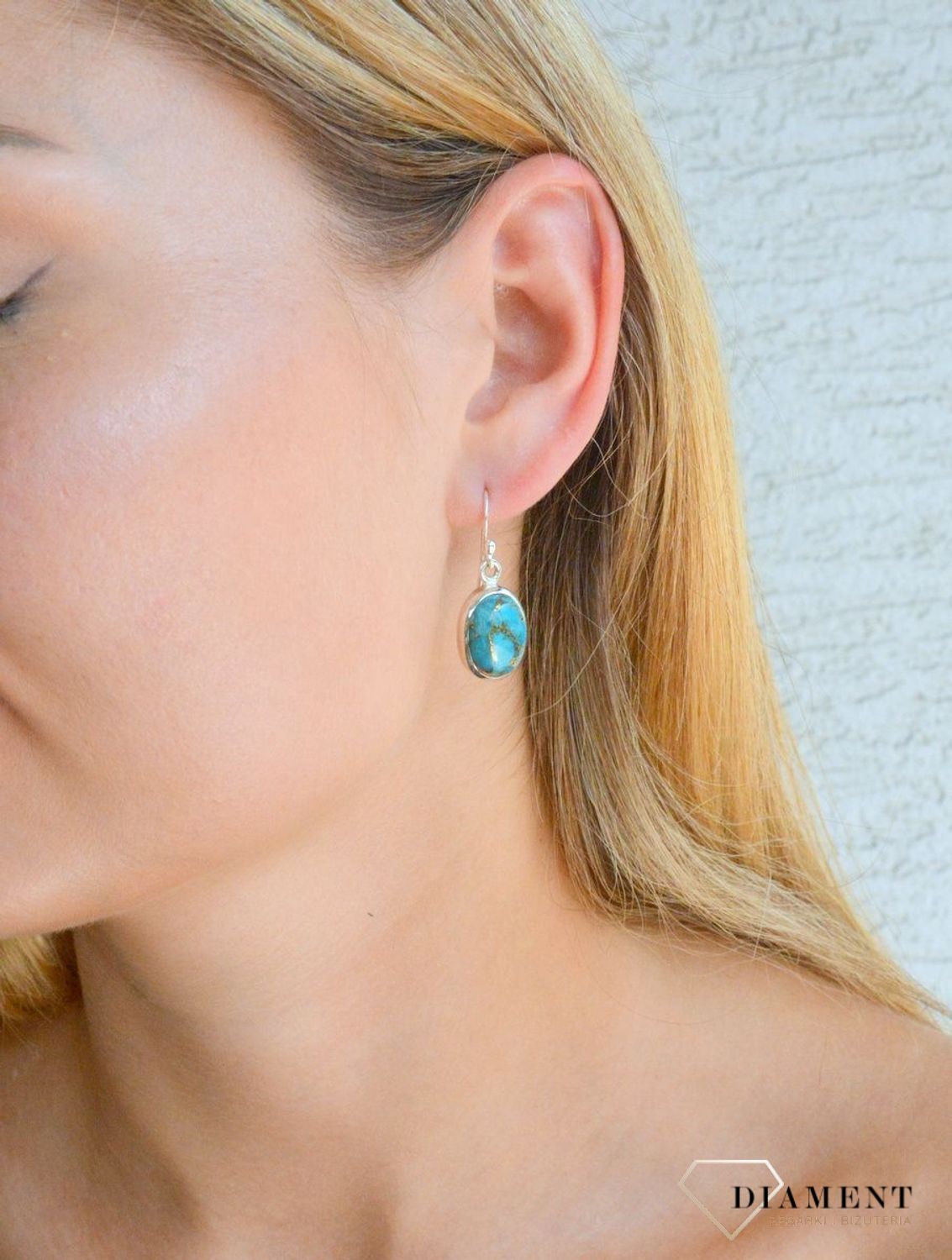 Srebrne kolczyki damskie wiszące z kamieniem naturalnym turkus DIA-KLC-10114-925. Srebrne kolczyki z turkusem. Biżuteria z kamieniami. Naturalna biżuteria. Pomysł na prezent dla mamy, dla babci, dla żony. Duże kolczyki z kamie.jpg