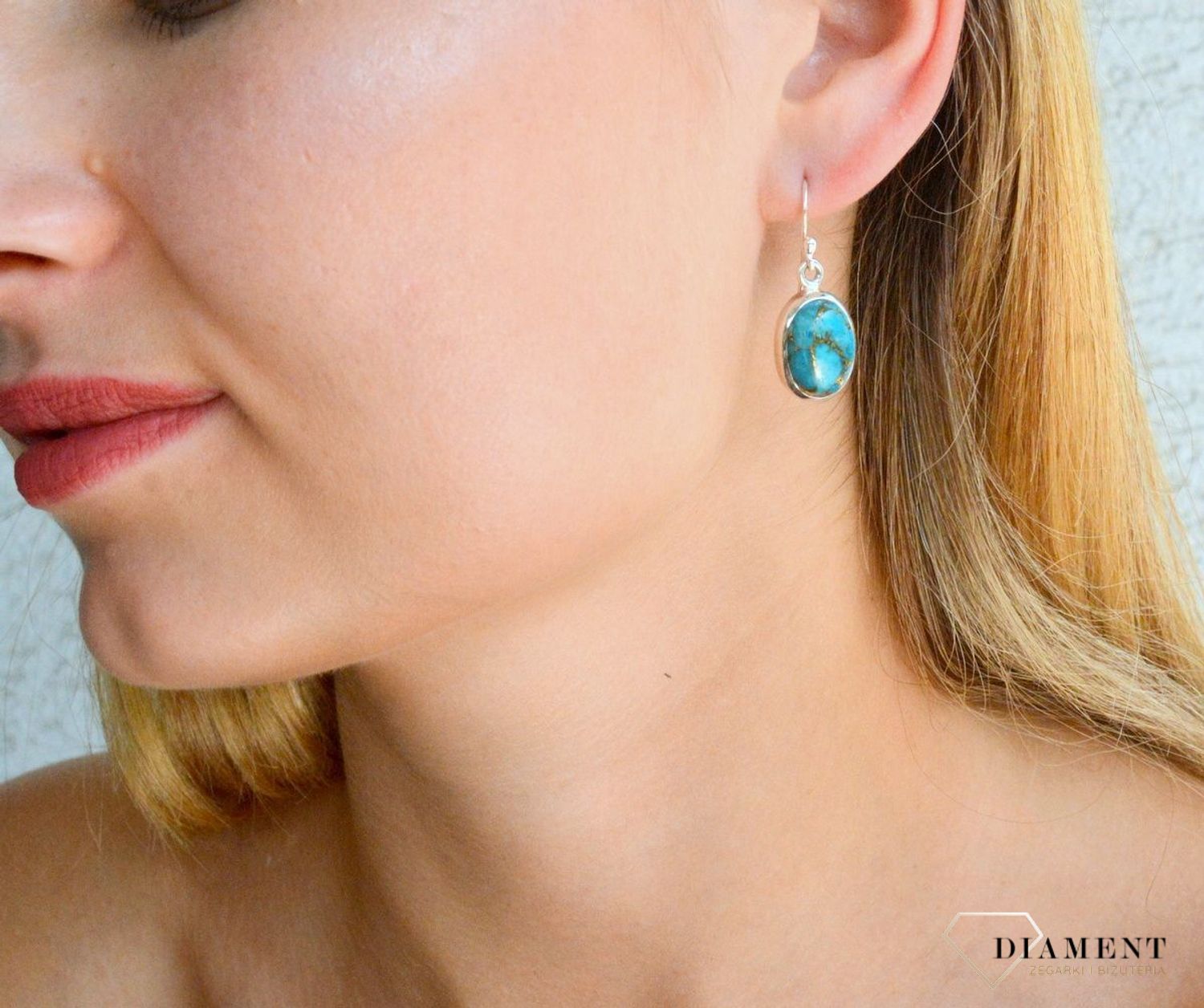 Srebrne kolczyki damskie wiszące z kamieniem naturalnym turkus DIA-KLC-10114-925. Srebrne kolczyki z turkusem. Biżuteria z kamieniami. Naturalna biżuteria. Pomysł na prezent dla mamy, dla babci, dla żony. Duże kolczyki z kamie.jpg