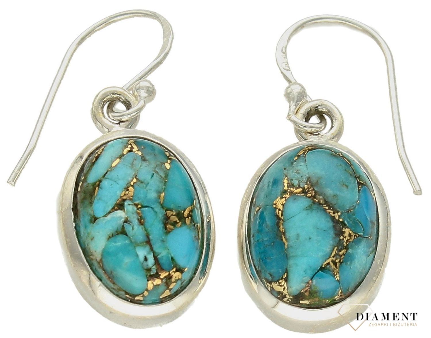 Srebrne kolczyki damskie wiszące z kamieniem naturalnym turkus DIA-KLC-10114-925. Srebrne kolczyki z turkusem. Biżuteria z kamieniami. Naturalna biżuteria. Pomysł na prezent dla mamy, dla babci, dla żony. Duże kolczyki z kamie.jpg