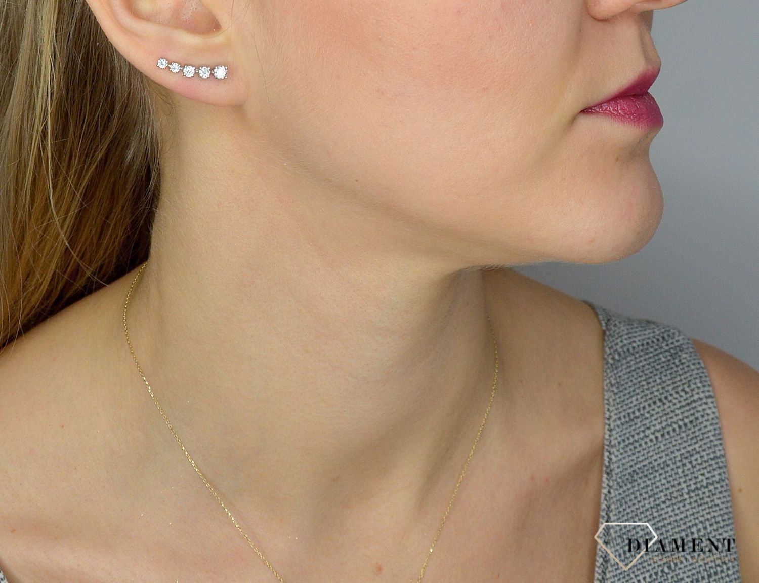 Srebrne nausznice 585 ozdobione cyrkonią DIA-KLC-1012-585.jpg