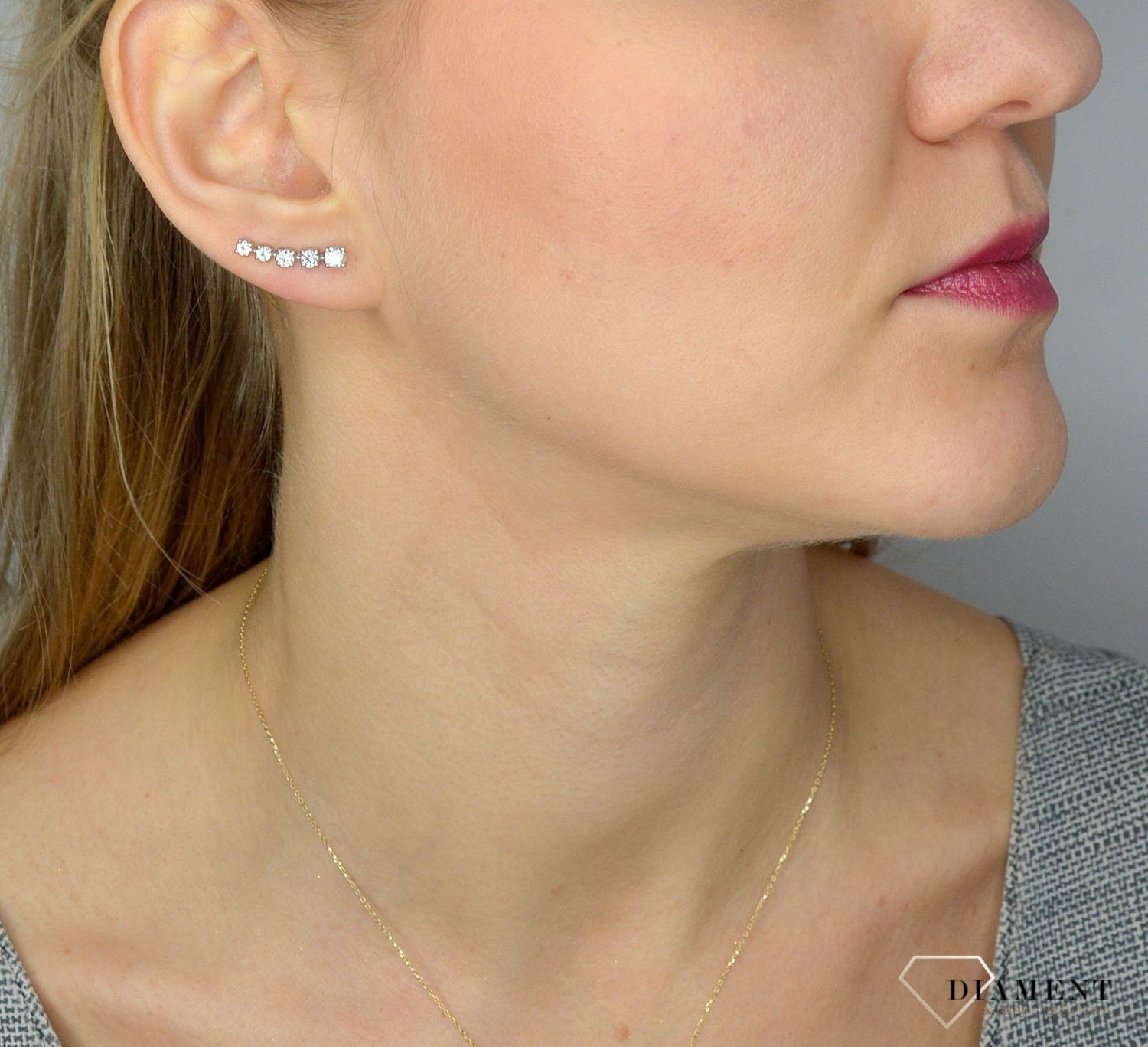 Srebrne nausznice 585 ozdobione cyrkonią DIA-KLC-1012-585.jpg