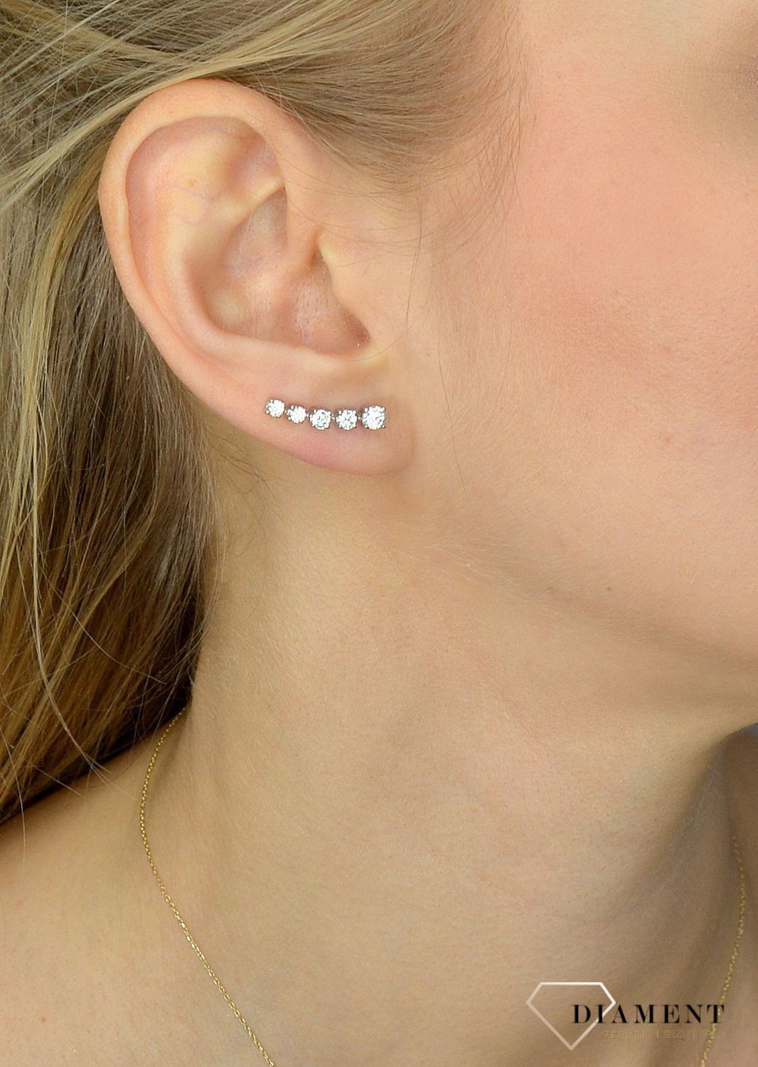 Srebrne nausznice 585 ozdobione cyrkonią DIA-KLC-1012-585.jpg