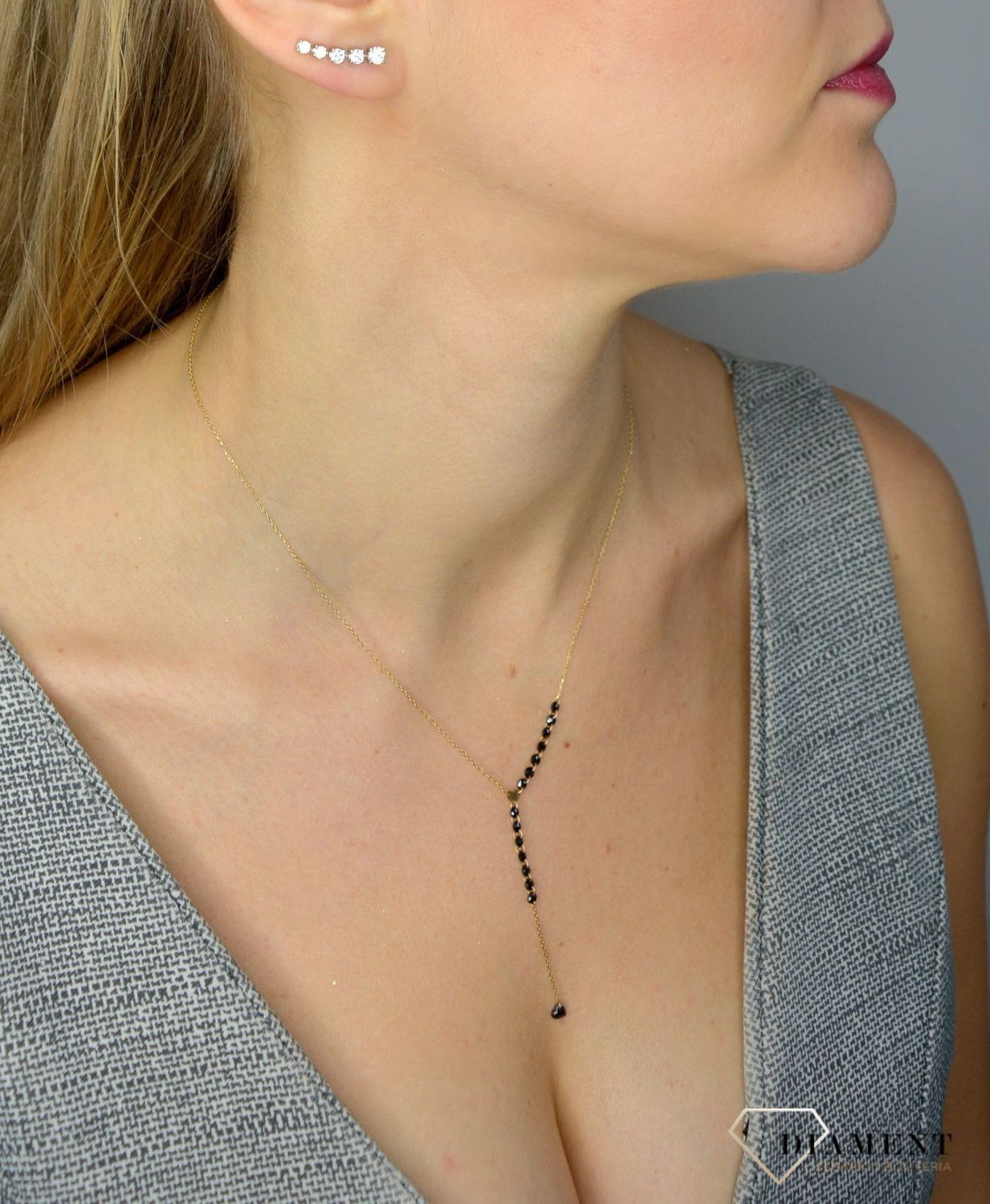 Srebrne nausznice 585 ozdobione cyrkonią DIA-KLC-1012-585.jpg