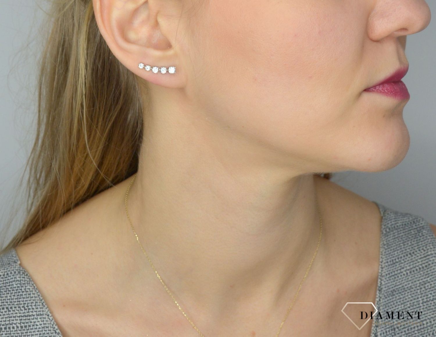 Srebrne nausznice 585 ozdobione cyrkonią DIA-KLC-1012-585.jpg