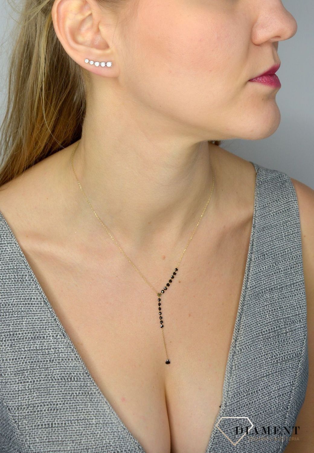 Srebrne nausznice 585 ozdobione cyrkonią DIA-KLC-1012-585.jpg