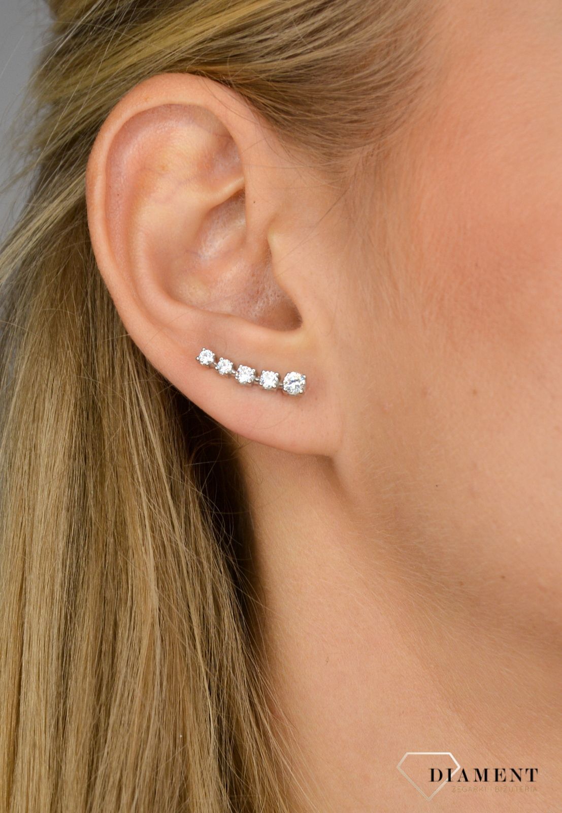 Srebrne nausznice 585 ozdobione cyrkonią DIA-KLC-1012-585.jpg