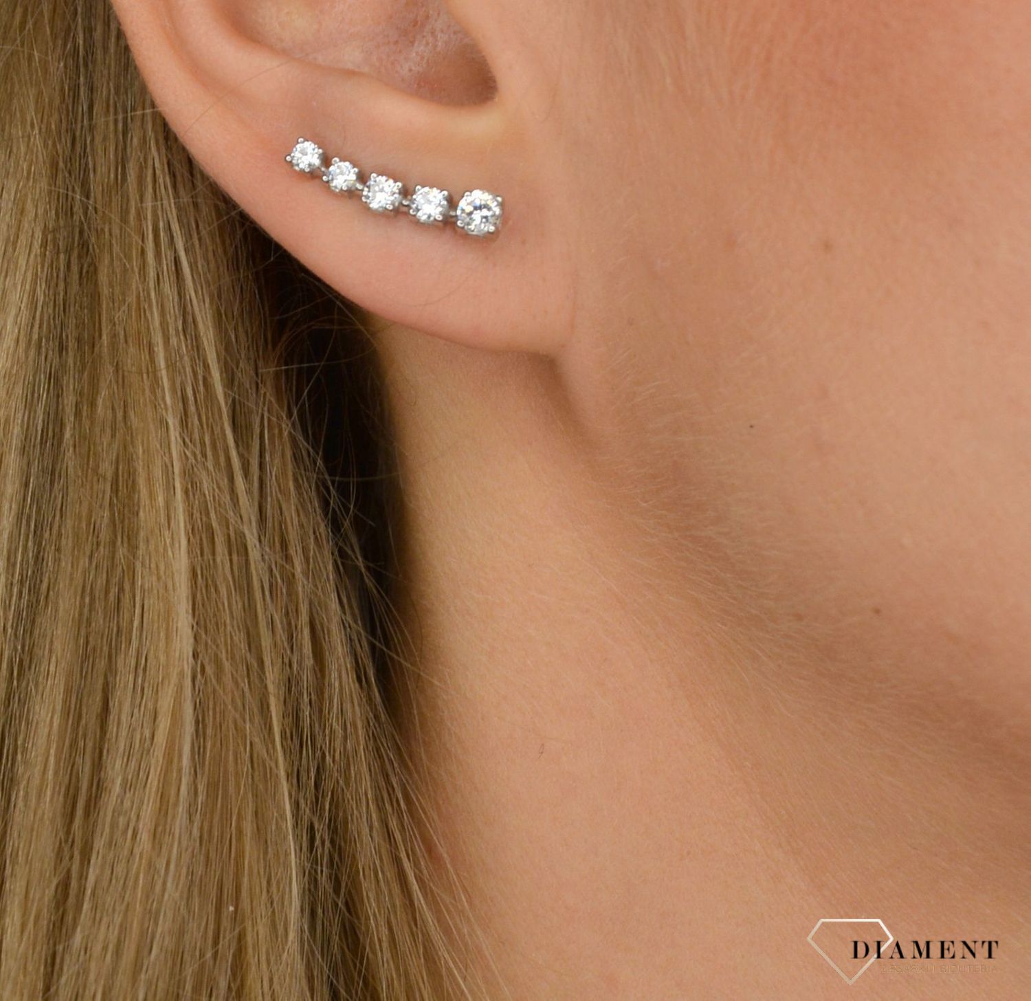 Srebrne nausznice 585 ozdobione cyrkonią DIA-KLC-1012-585.jpg