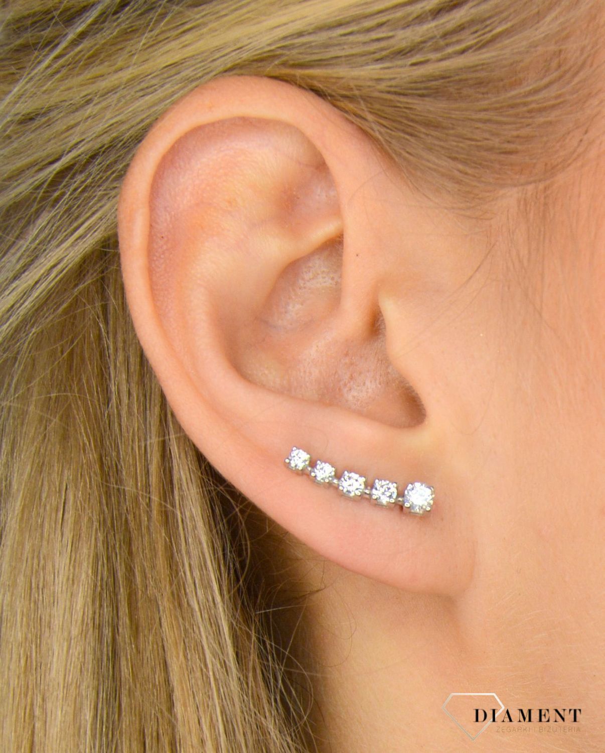 Srebrne nausznice 585 ozdobione cyrkonią DIA-KLC-1012-585.jpg