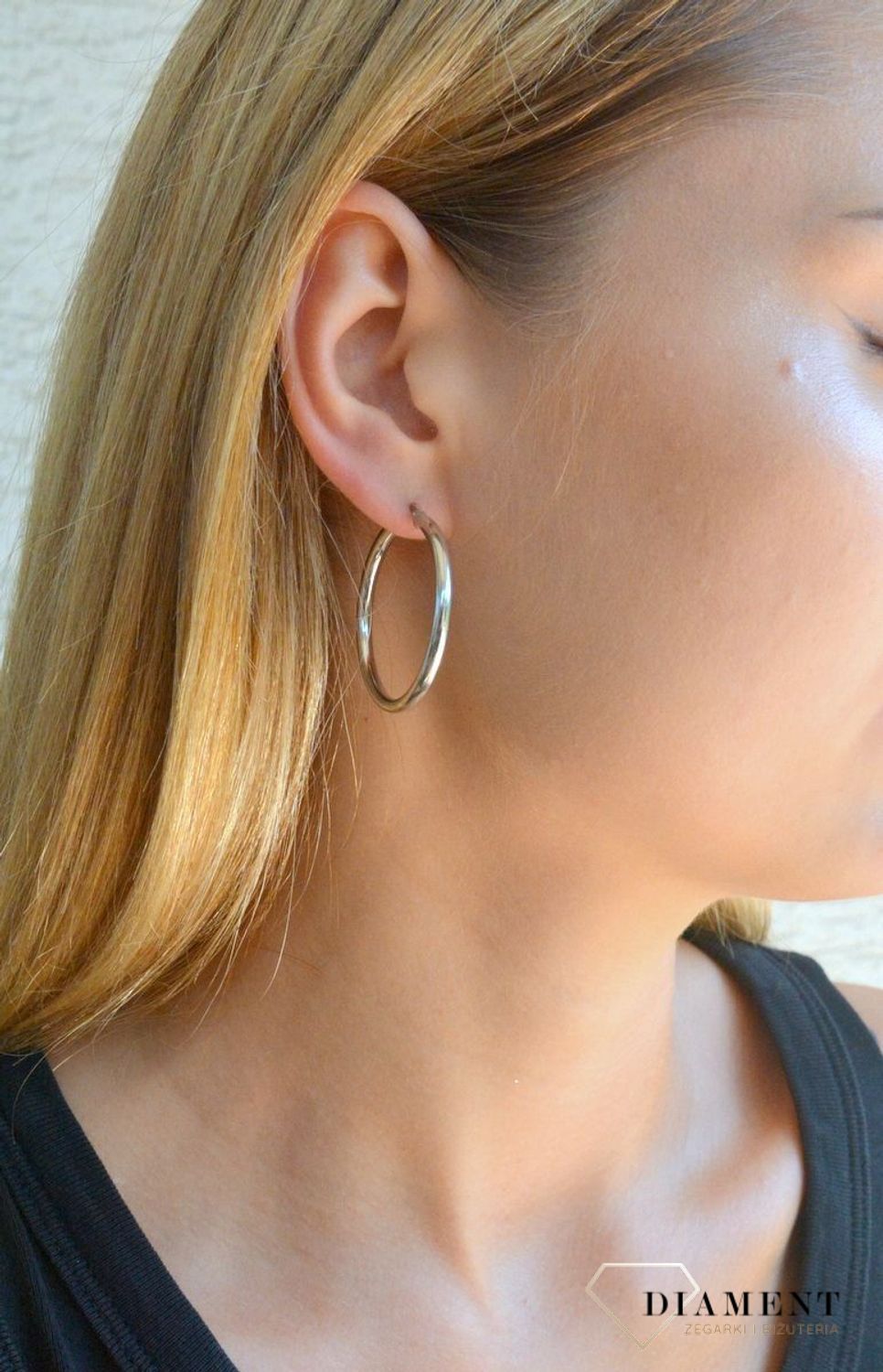 Kolczyki srebrne damskie duże koła na zatrzask 3,5cm DIA-KLC-10122-925. Srebrna biżuteria. Srebrne kolczyki koła. Biżuteria damska. Duże koła kolczyki. Pomysł na prezent. Kolczyki na zatrzask..jpg