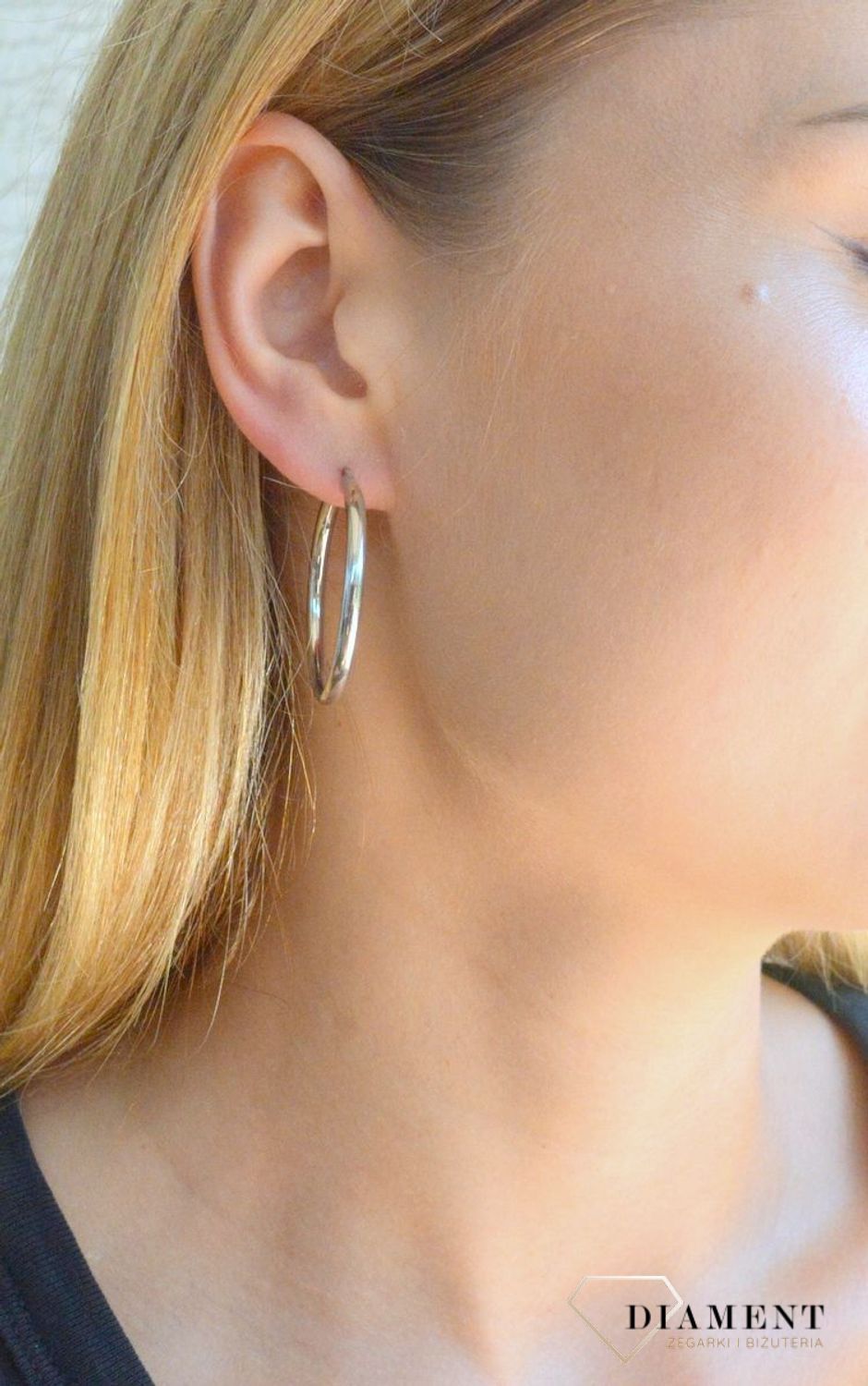 Kolczyki srebrne damskie duże koła na zatrzask 3,5cm DIA-KLC-10122-925. Srebrna biżuteria. Srebrne kolczyki koła. Biżuteria damska. Duże koła kolczyki. Pomysł na prezent. Kolczyki na zatrzask..jpg