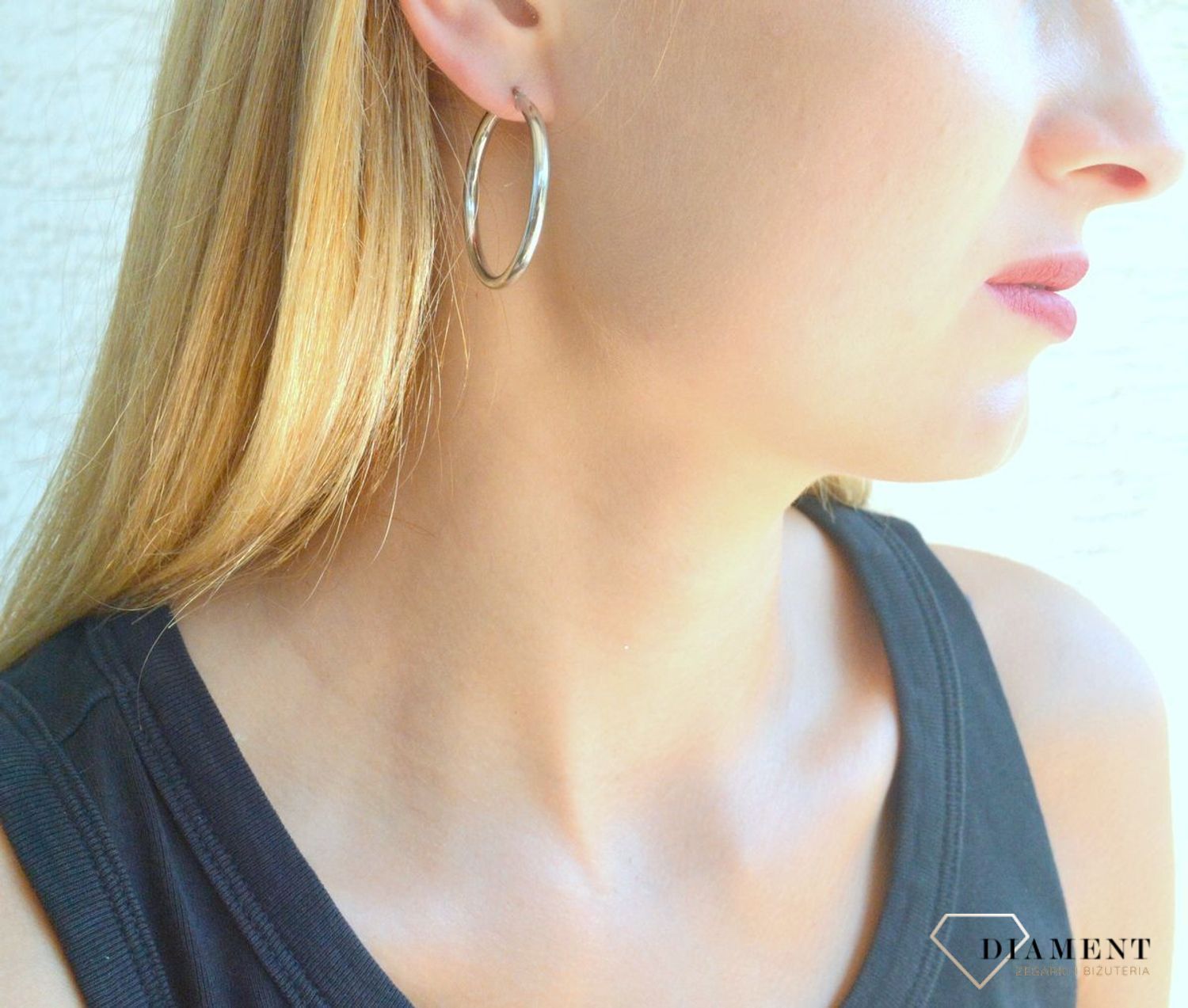 Kolczyki srebrne damskie duże koła na zatrzask 3,5cm DIA-KLC-10122-925. Srebrna biżuteria. Srebrne kolczyki koła. Biżuteria damska. Duże koła kolczyki. Pomysł na prezent. Kolczyki na zatrzask..jpg