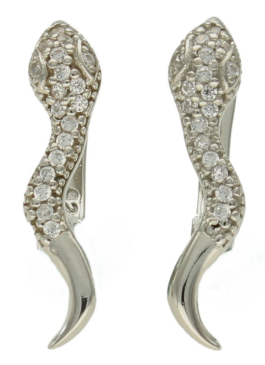 Kolczyki srebrne damskie 925 żmijki DIA-KLC-10126-925. Srebrne kolczyki 925 wkrętki żmijki. Delikatne srebrne kolczyki z cyrkoniami. Biżuteria srebrna damska..jpg