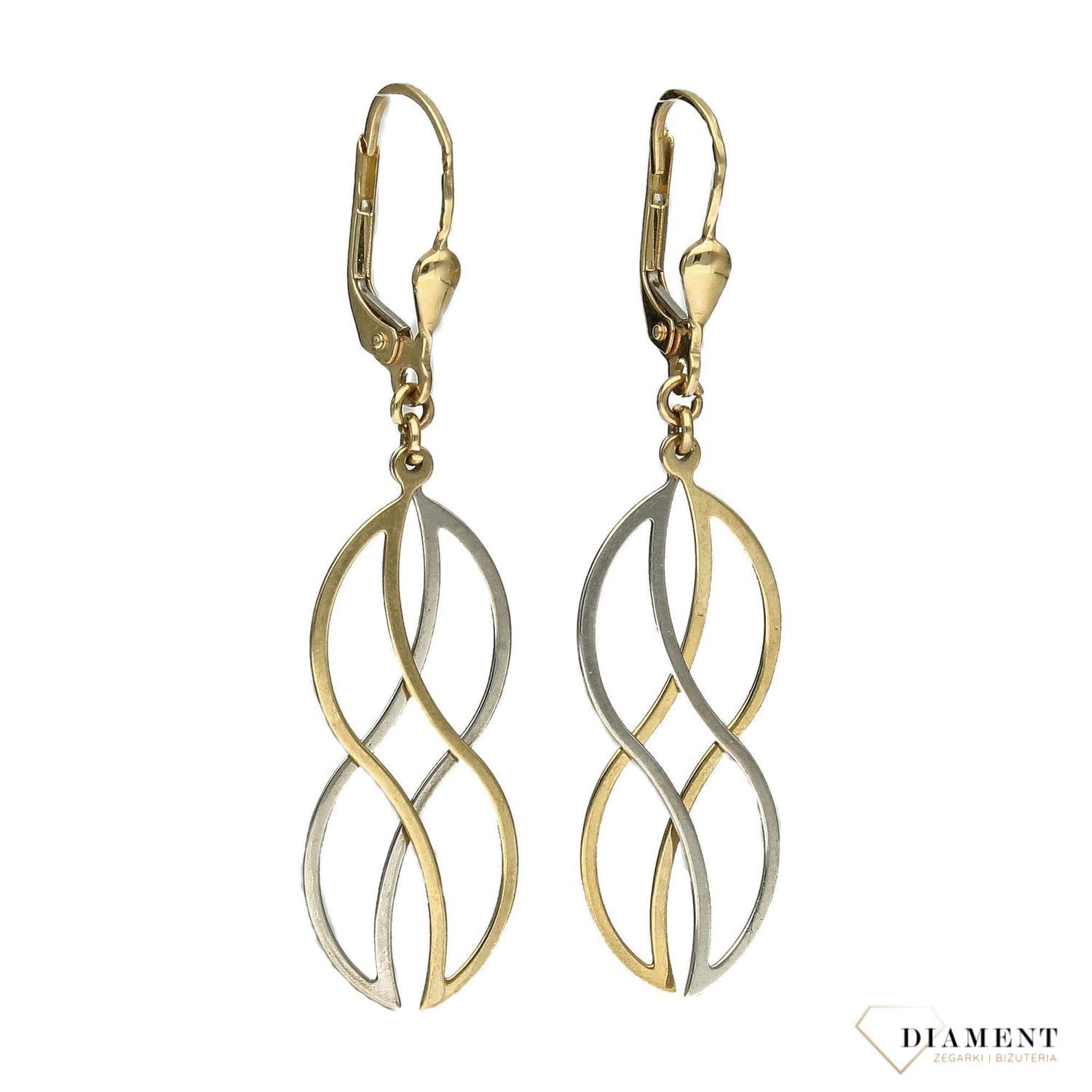Kolczyki złote wiszące Yes fale DIA-KLC-1013-585.jpg