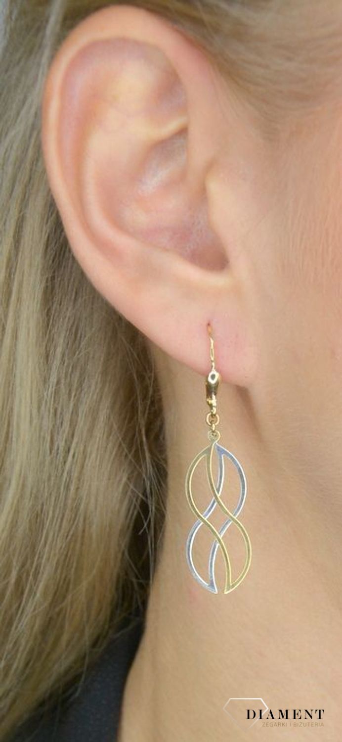 Kolczyki złote wiszące Yes fale DIA-KLC-1013-585.jpg